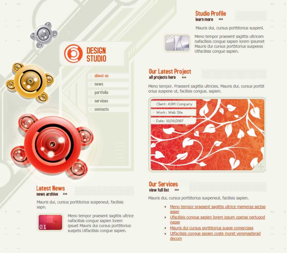 橙色欧美风格响应式个人空间设计网页模板