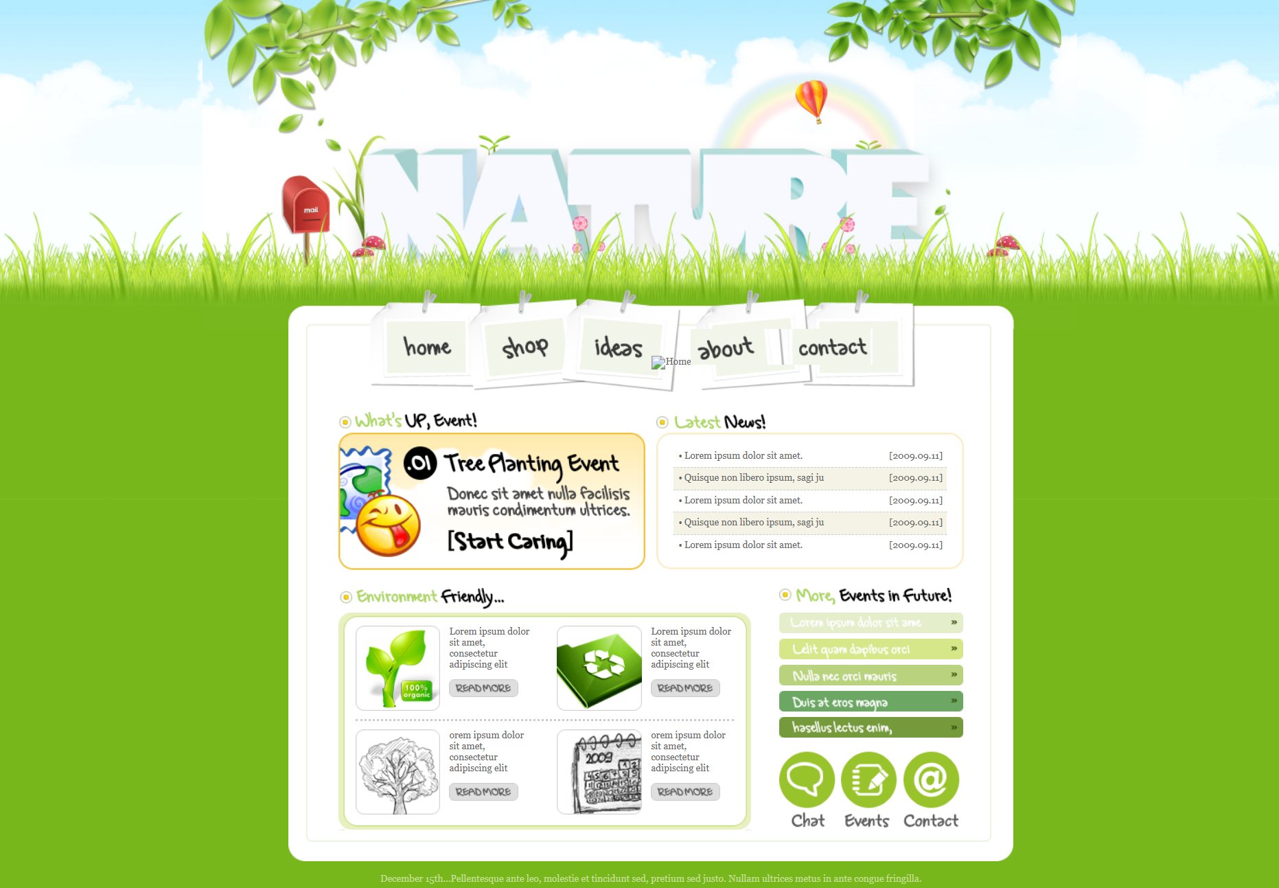 HTML绿色欧美形式大自然保护网页模板代码