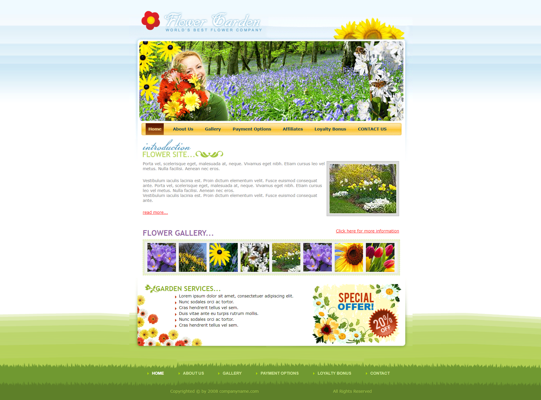 HTML红色欧美形式香气花园网页模板代码