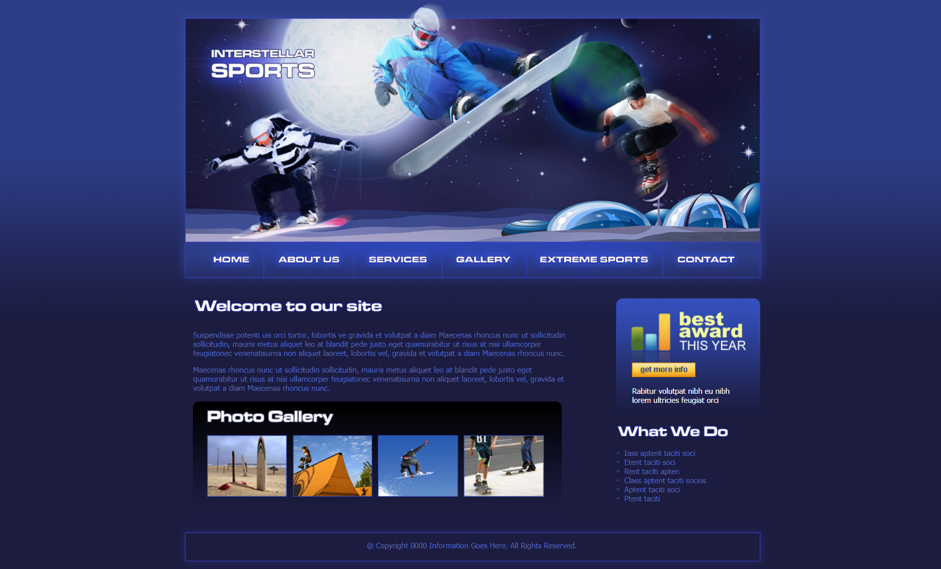 蓝色简洁风格响应式星际体育运动网页模板