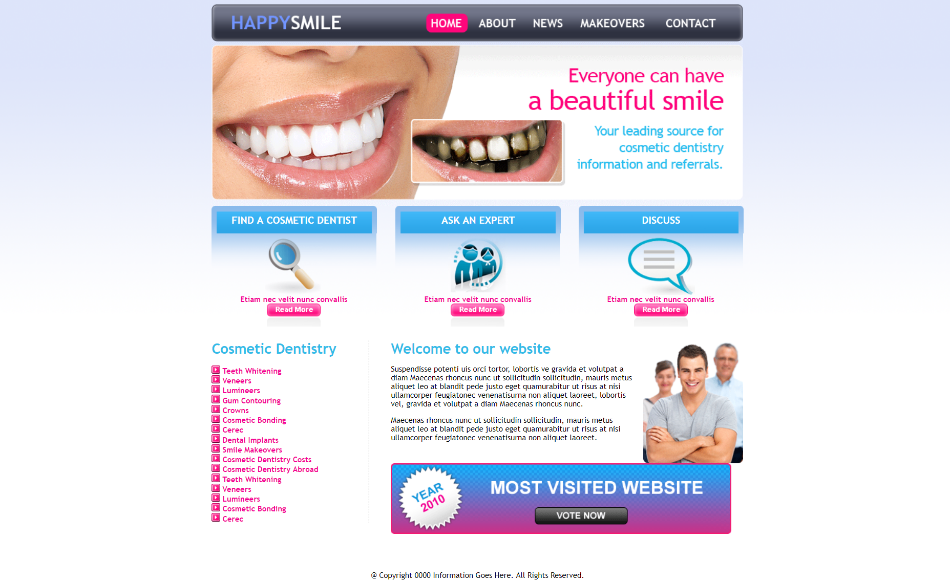 HTML5粉色欧美样式牙齿美容网页模板代码下载