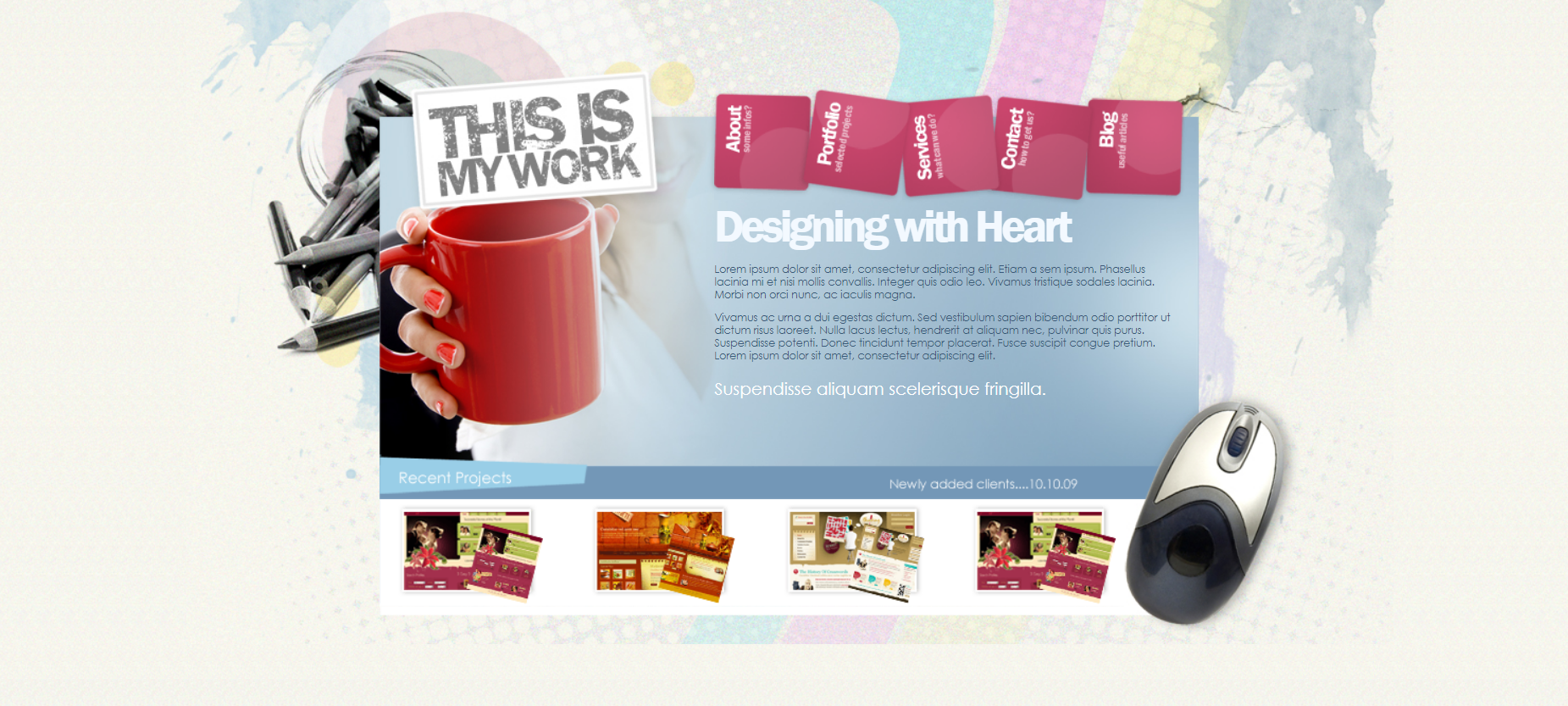 HTML5粉色简洁样式个人创意设计网页模板代码下载