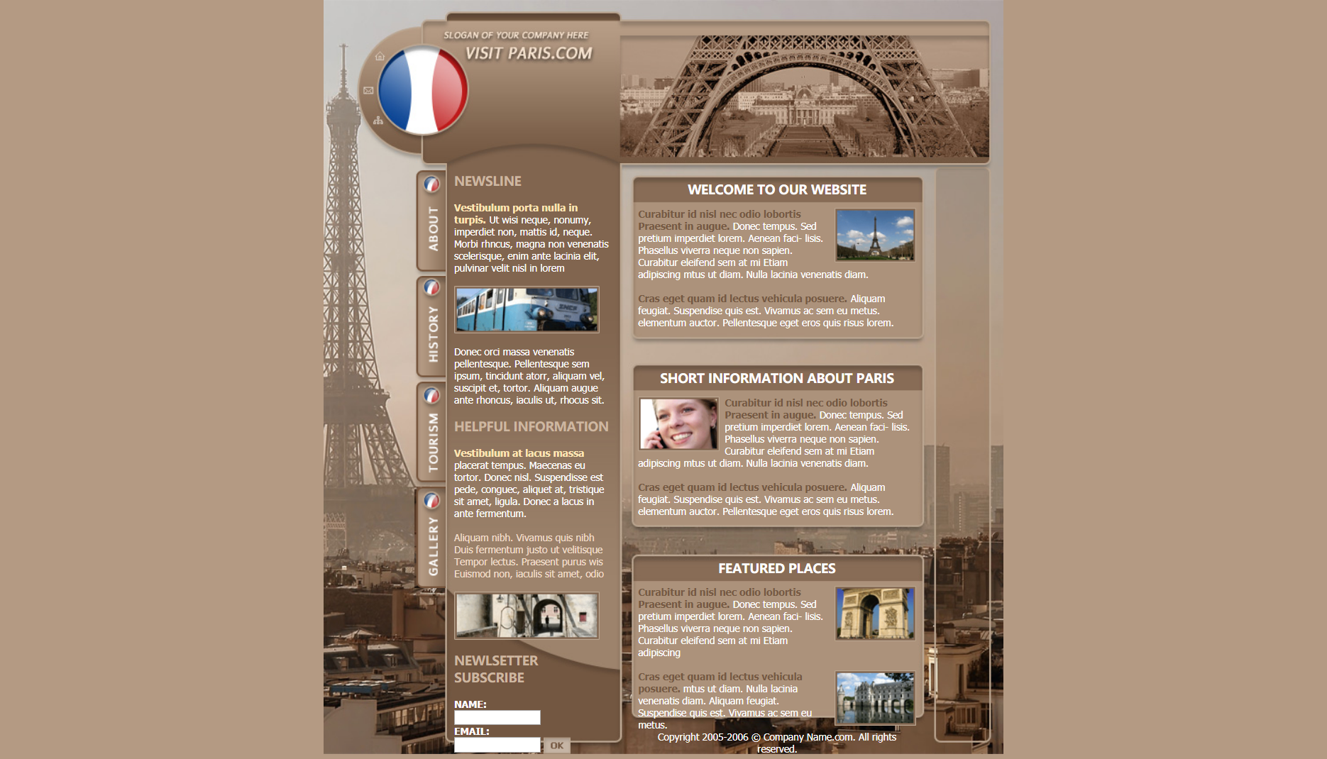 bootstrap白色欧美样式巴黎旅游网页模板代码下载