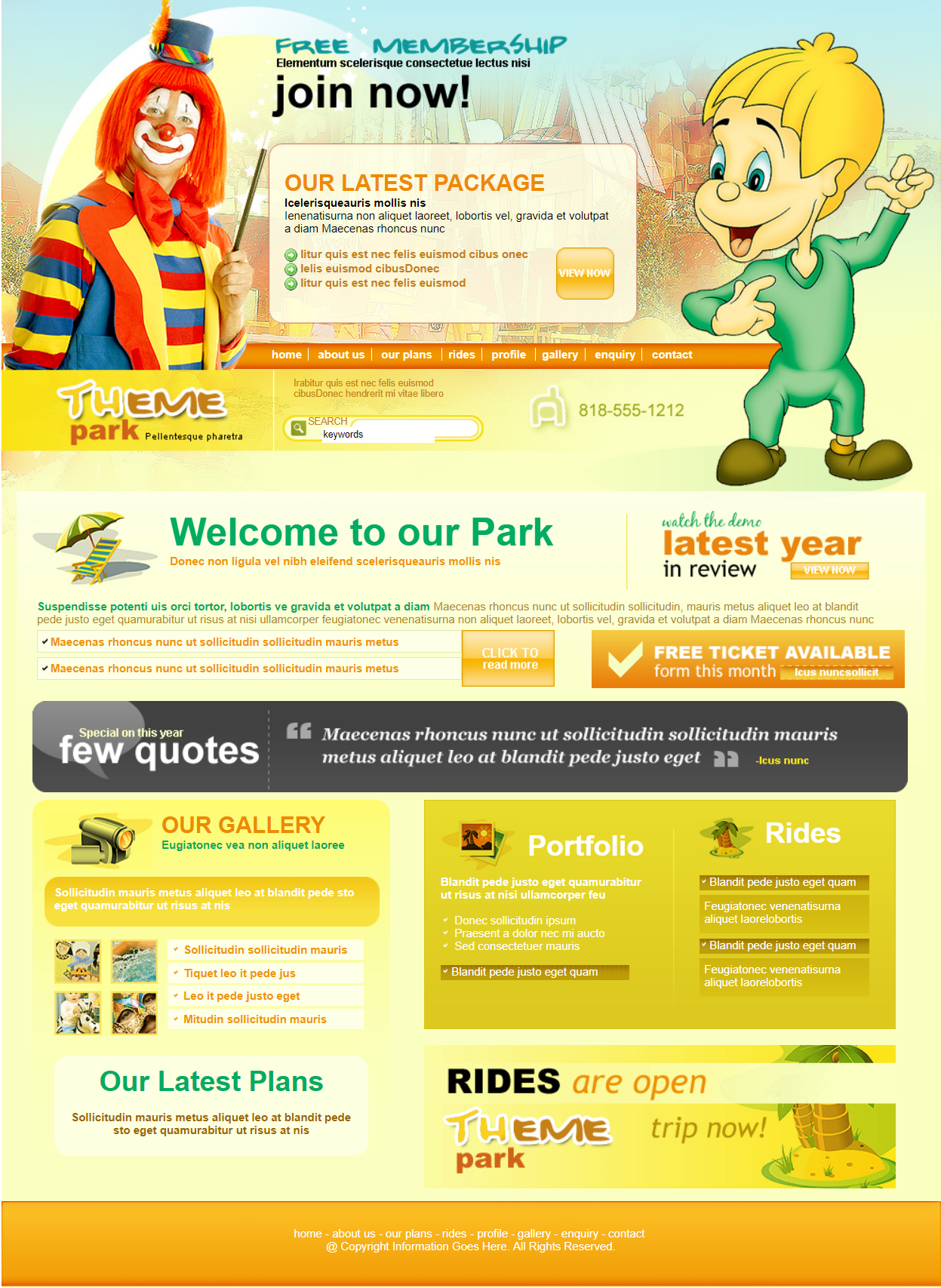橙色简洁风格响应式家庭主题公园网页模板