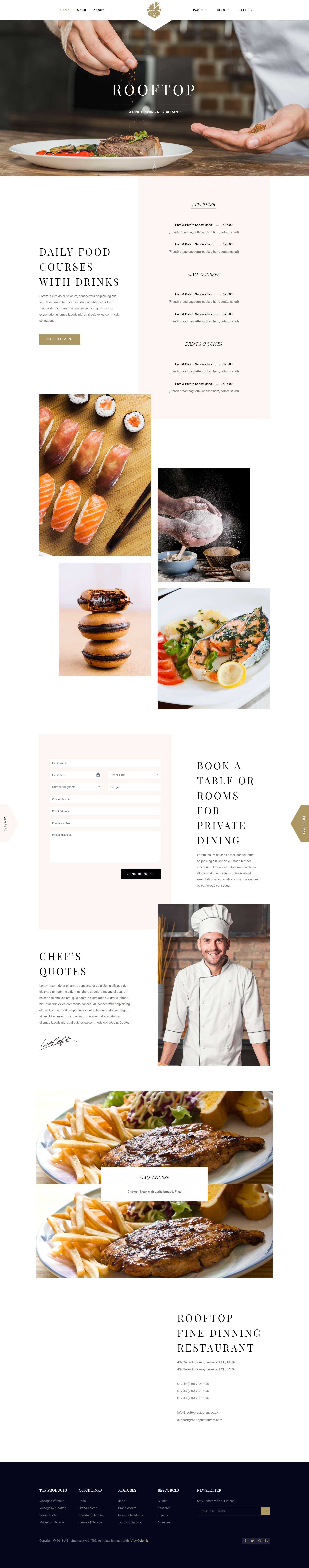 棕色欧美风格响应式顶级美食网页模板
