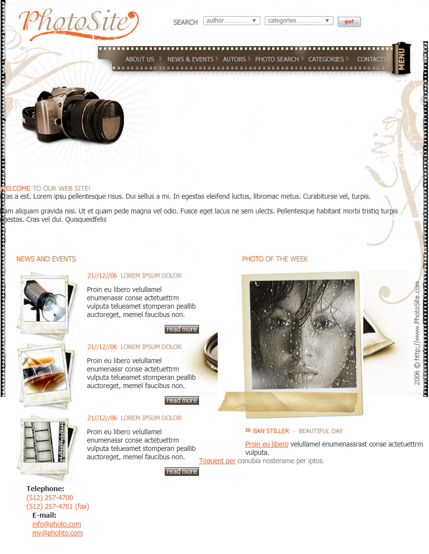 HTML棕色欧美形式拍摄器材网页模板