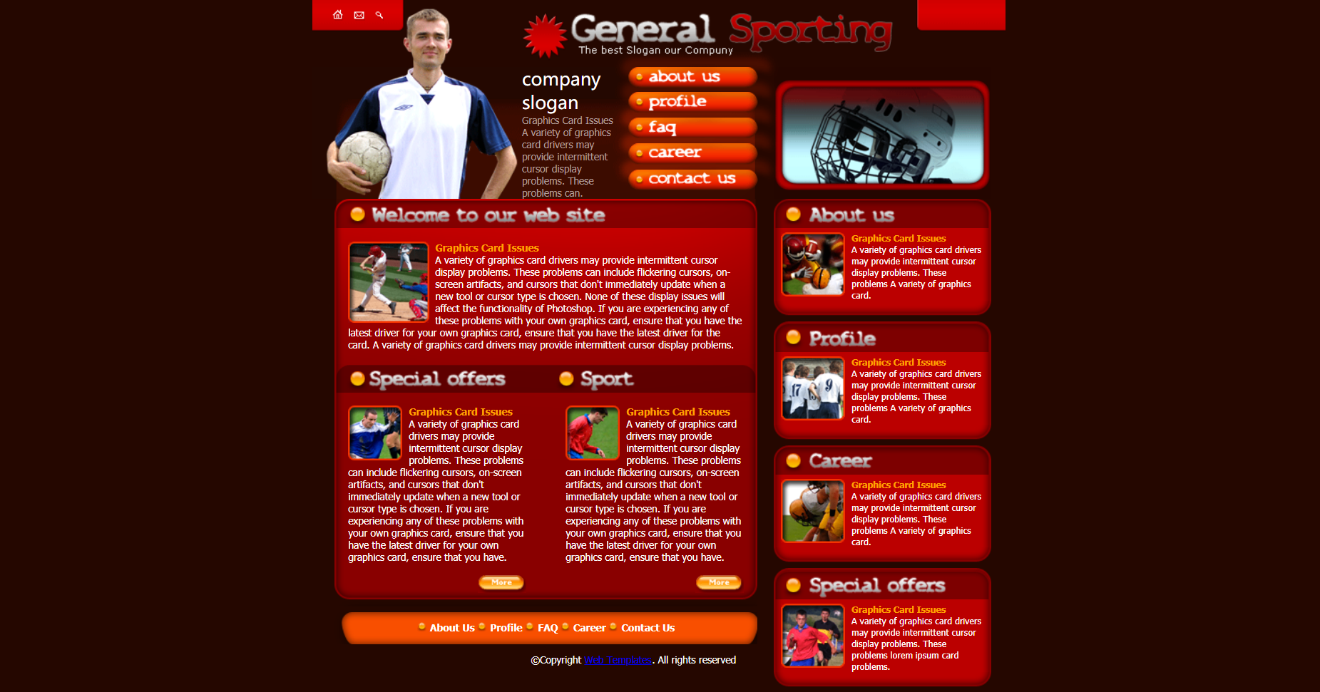 红色简洁形式pc+wap体育运动园地网页模板代码