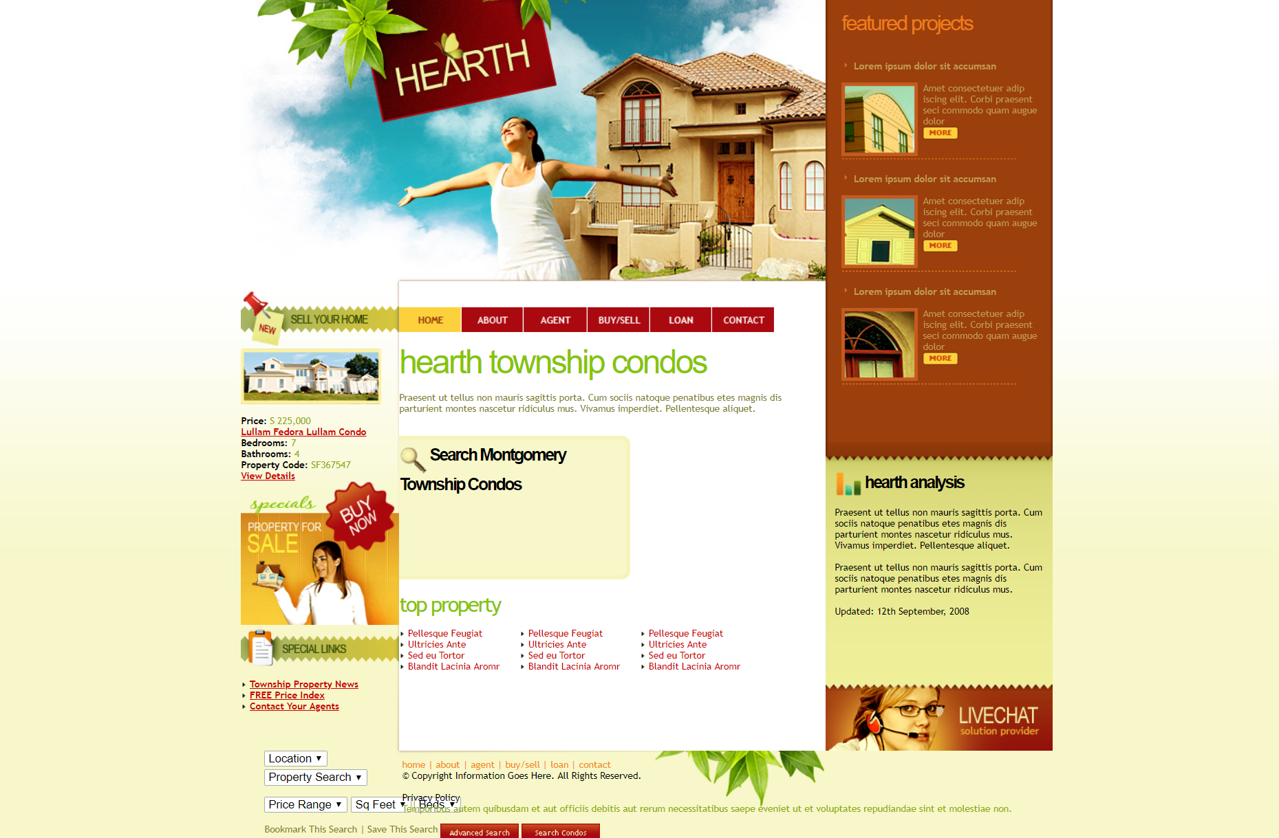 HTML红色欧美形式健康公寓服务网页模板代码