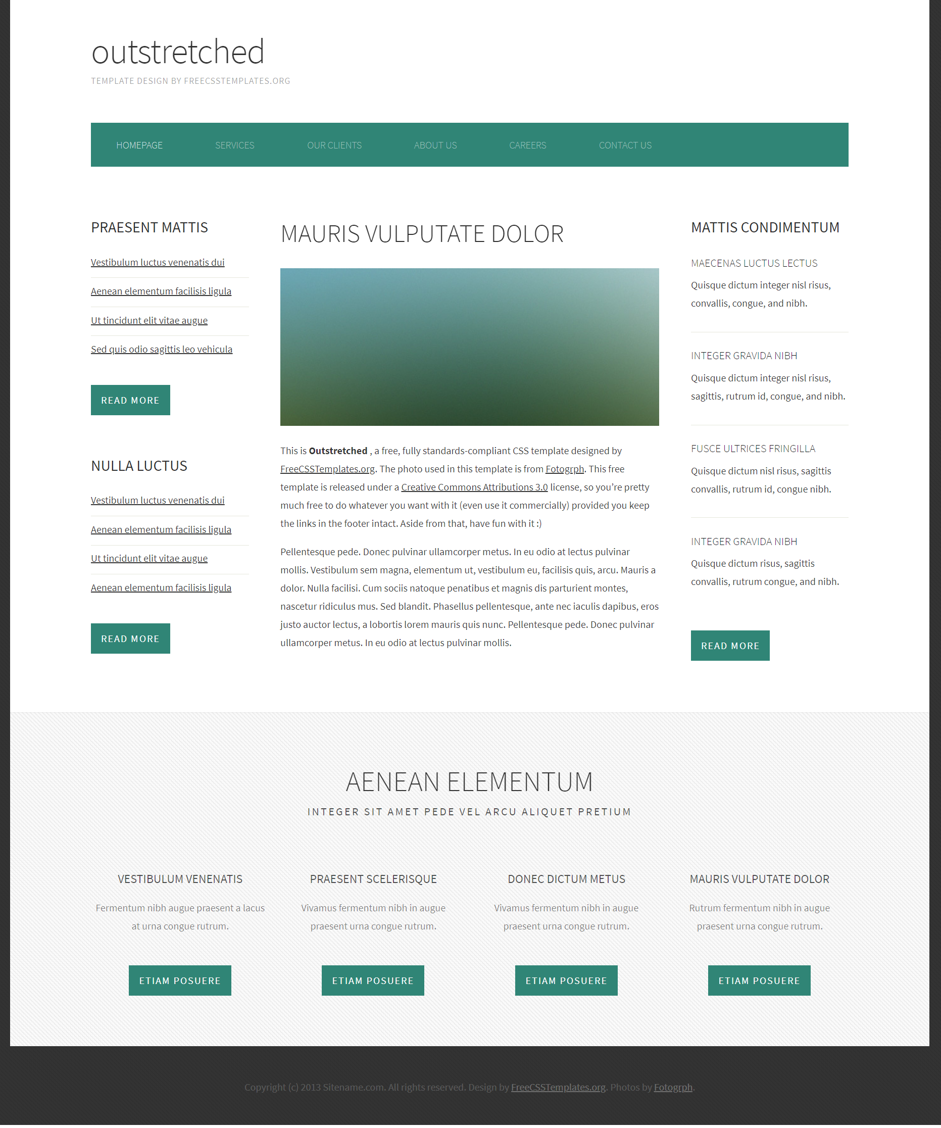 绿色简洁风格响应式伸展三列网页模板