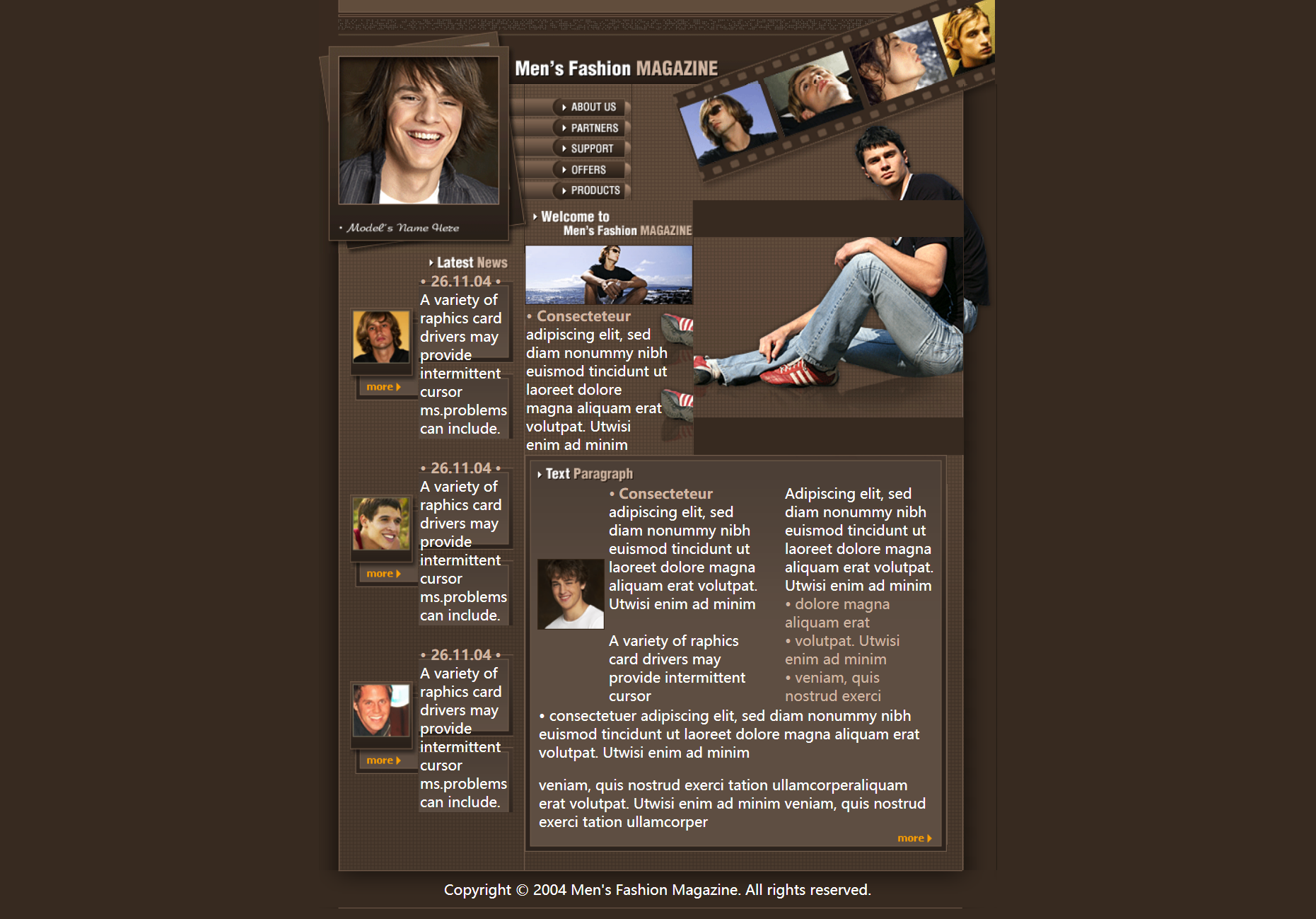 HTML棕色欧美形式时尚小子网页模板代码