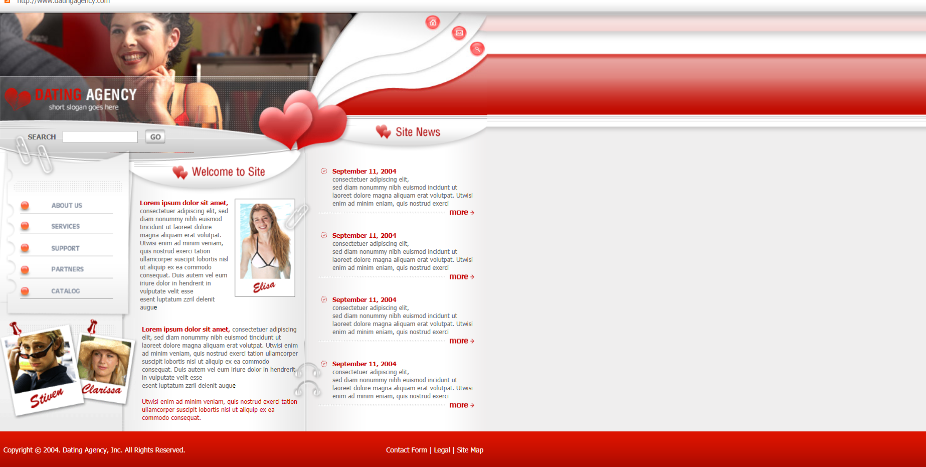 红色大气风格响应式婚介服务中心网页模板