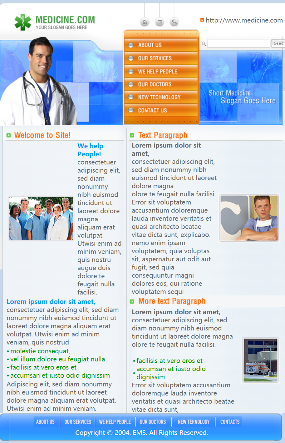 黄色简洁形式pc+wap医疗健康管家网页模板代码