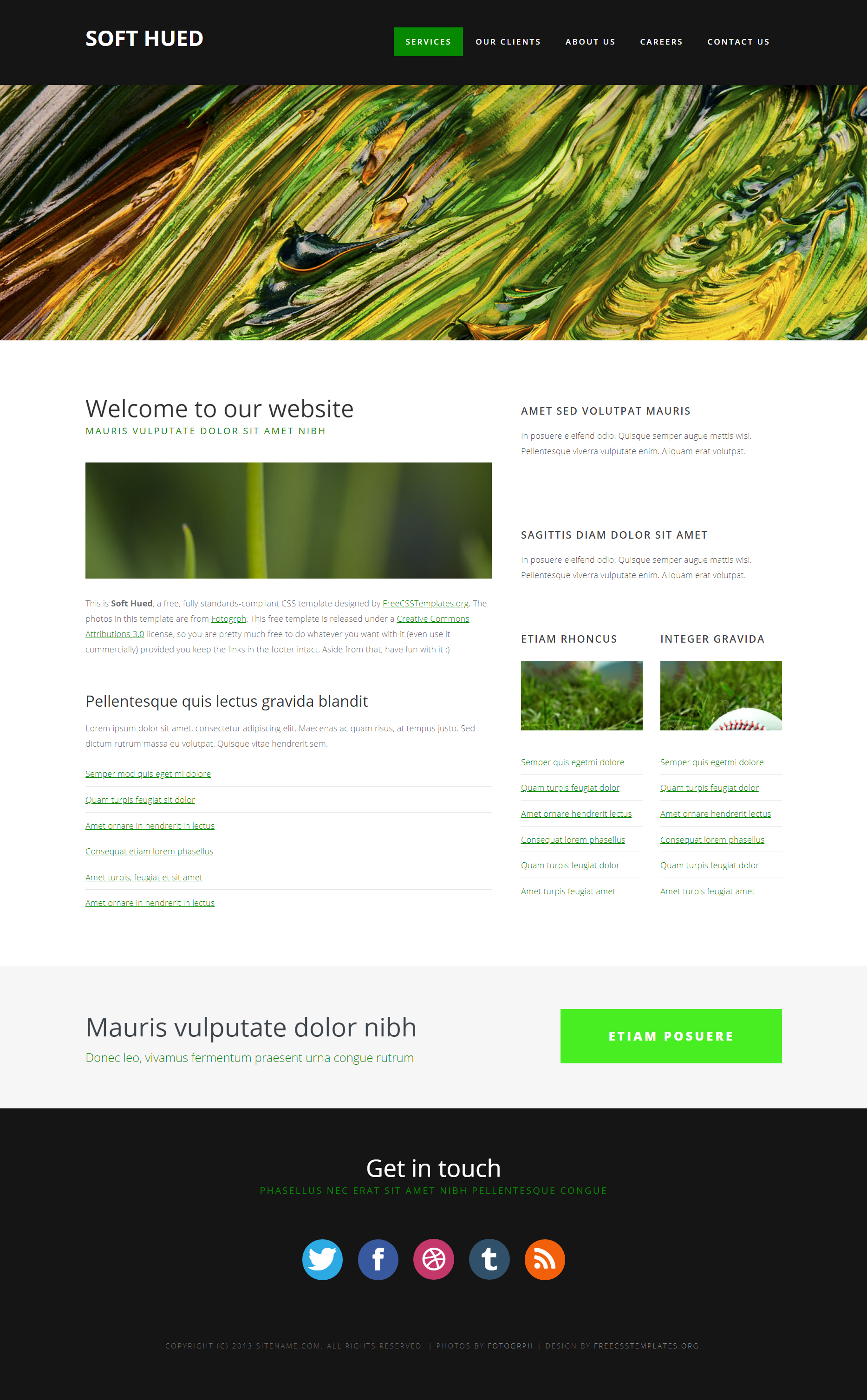 HTML绿色欧美形式色调艺术信息网页模板代码