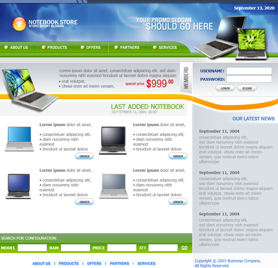 HTML5绿色宽屏样式电脑专卖店网页模板代码下载