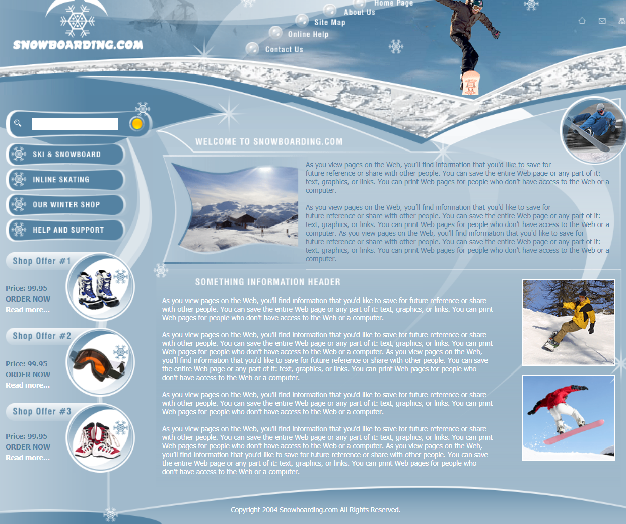 HTML5蓝色宽屏样式冬季滑雪俱乐部网页模板代码下载