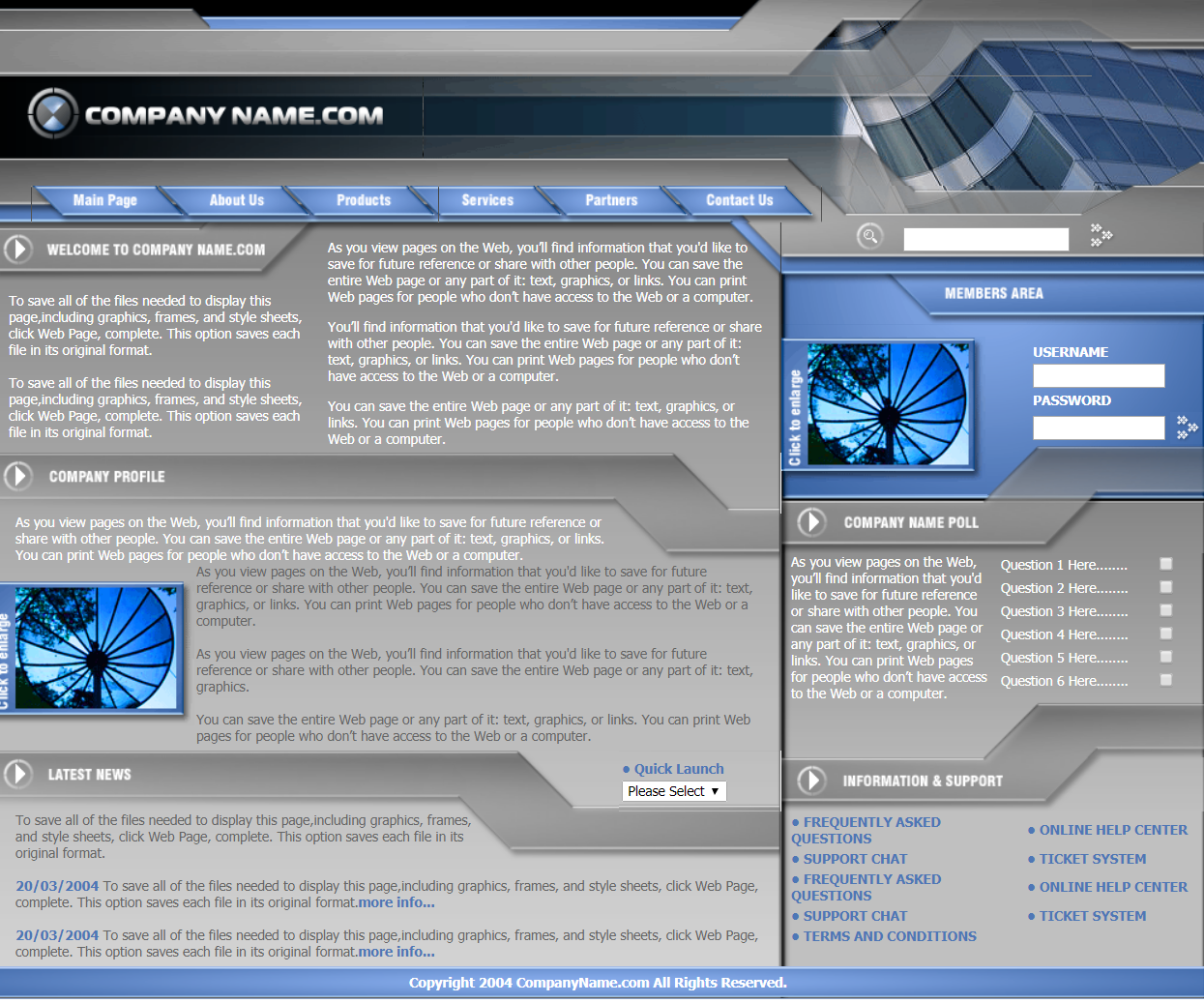 蓝色大气风格响应式国际科技公司网页模板