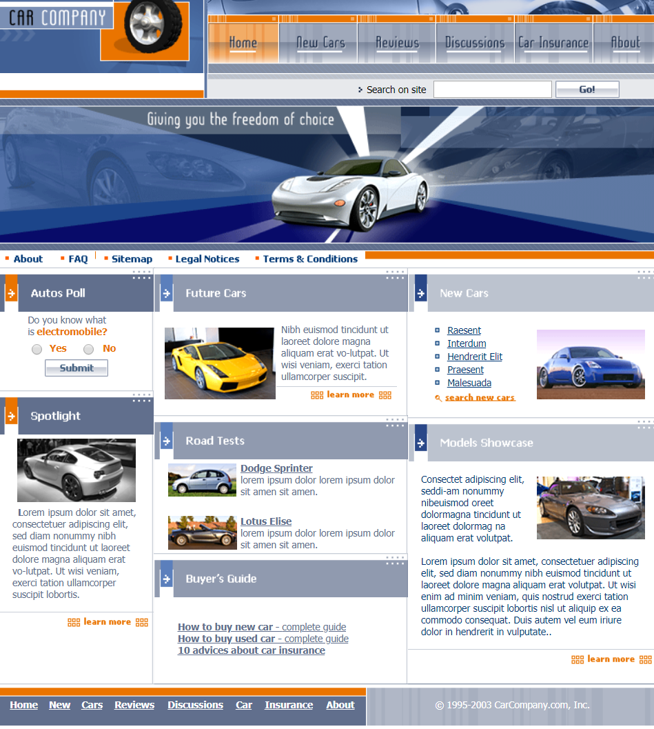 橙色简洁形式pc+wap跑车销售信息网页模板
