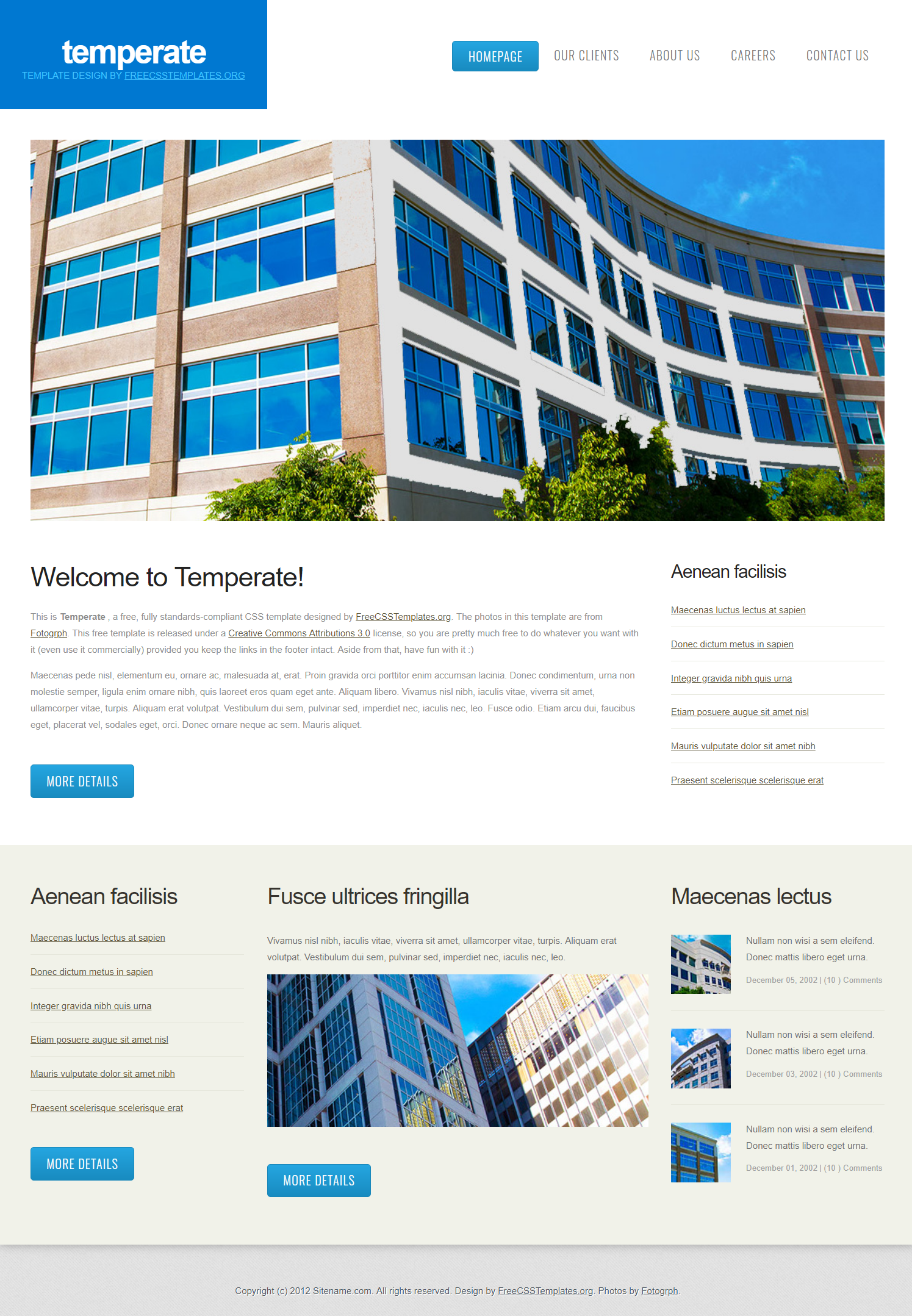蓝色简洁风格响应式商务动态网页模板