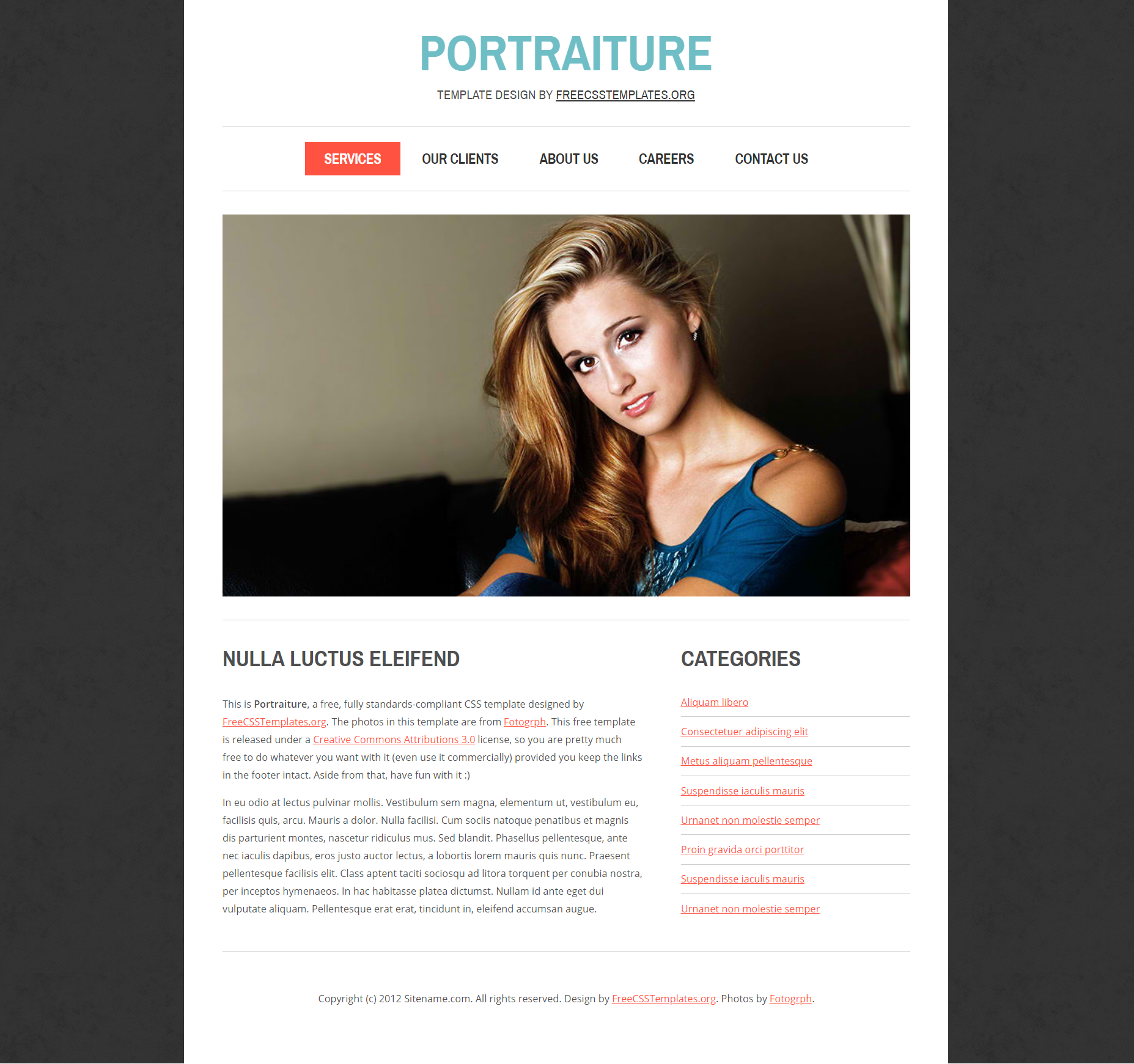 HTML红色欧美形式肖像画室介绍网页模板代码