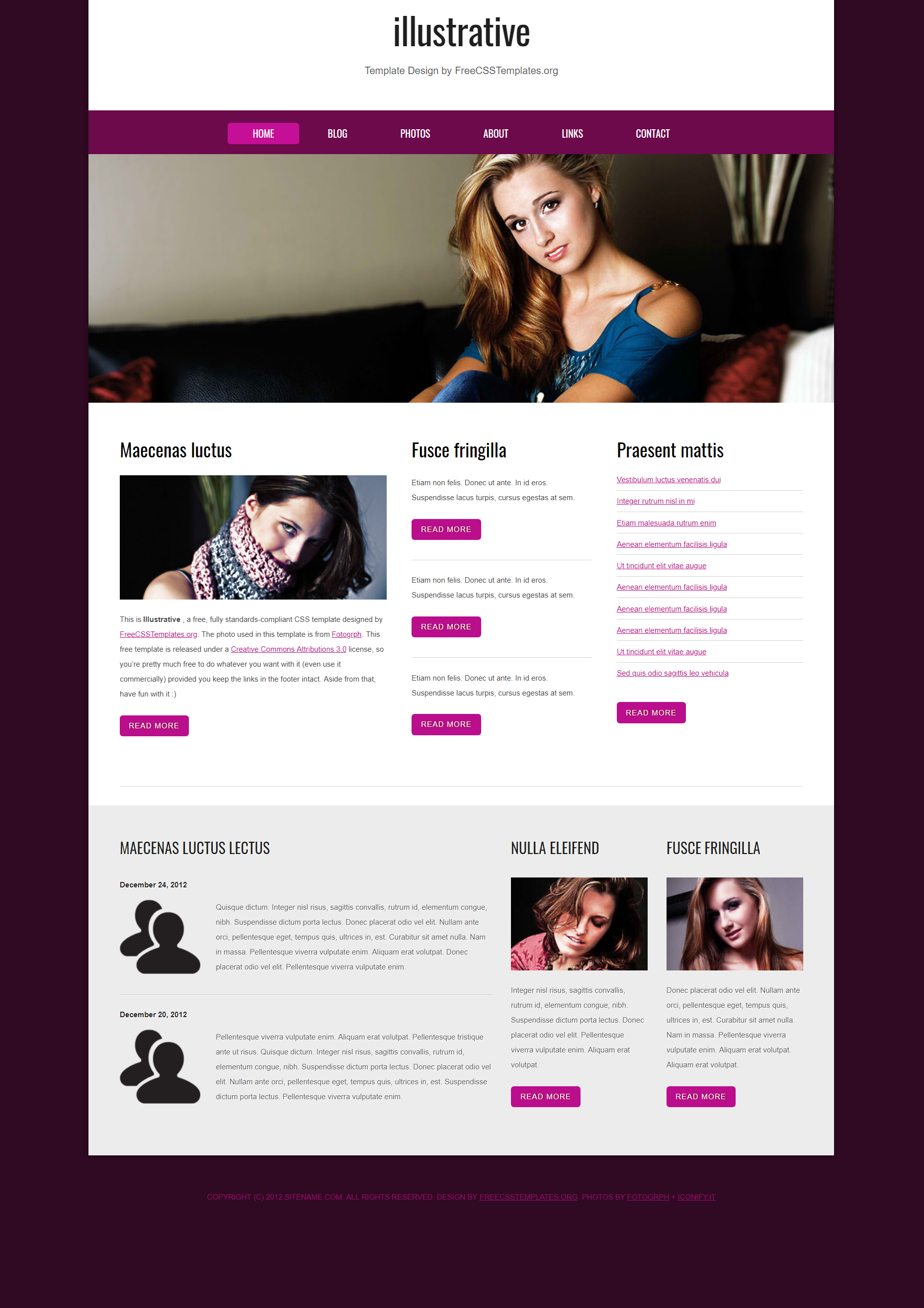 紫色简洁风格响应式国际模特经纪网页模板