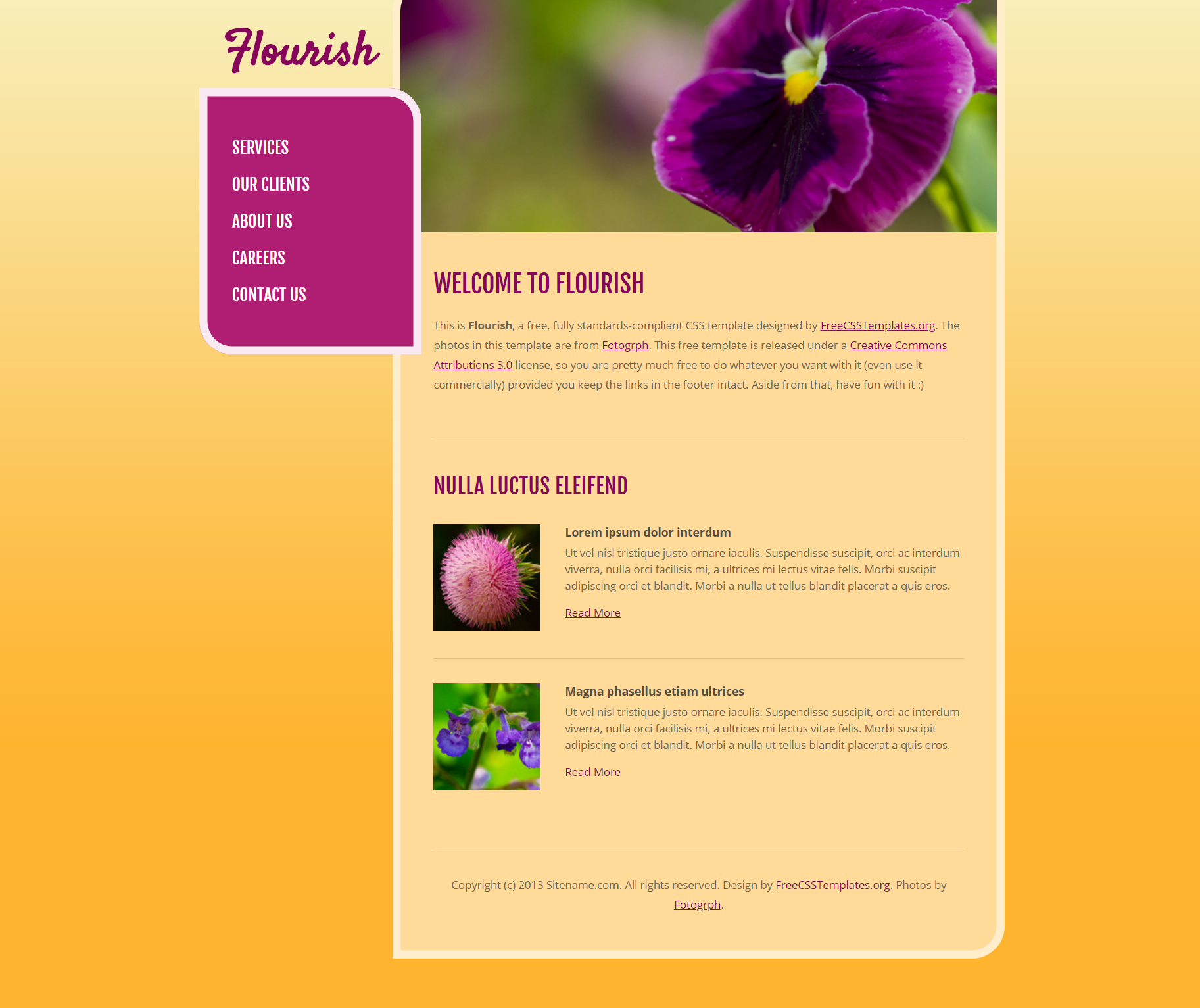 紫色简洁形式pc+wap鲜花绽放物语网页模板代码