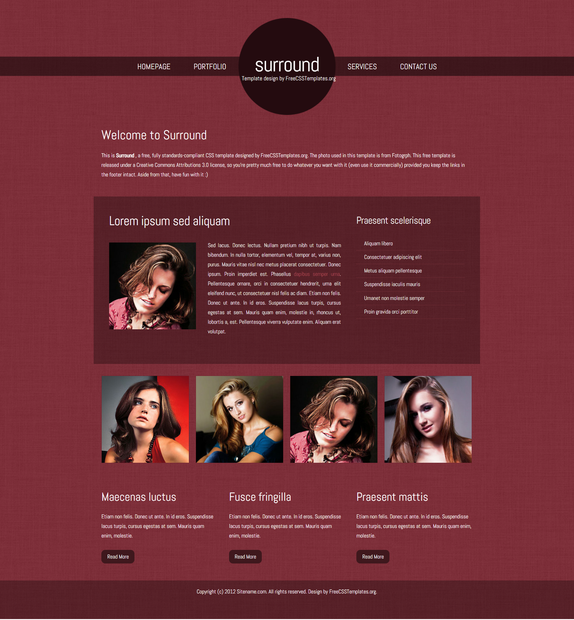 红色简洁风格响应式模特介绍网页模板