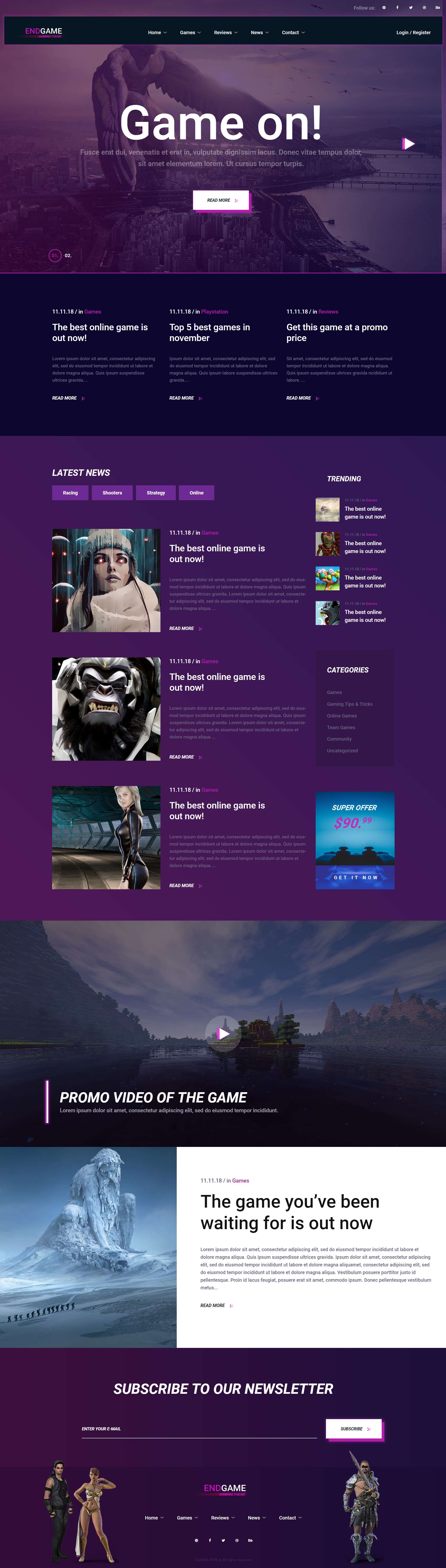 紫色大气风格响应式终极游戏发布网页模板