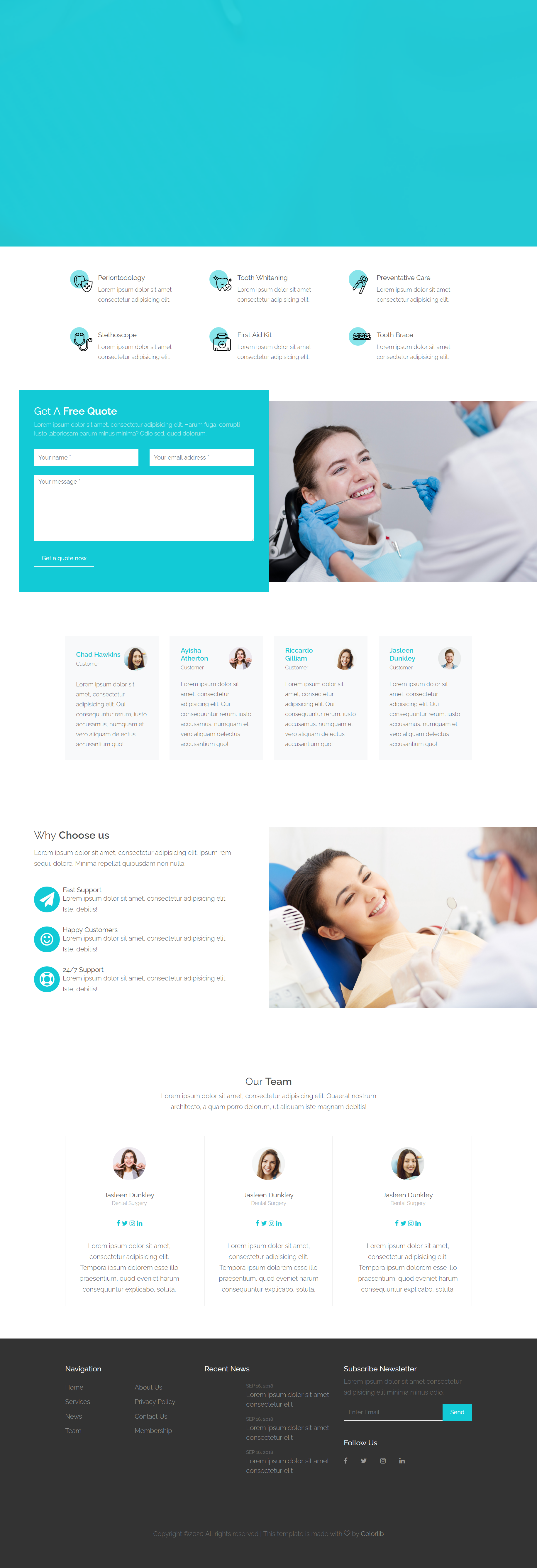 蓝色简洁形式pc+wap牙科医院网页模板代码