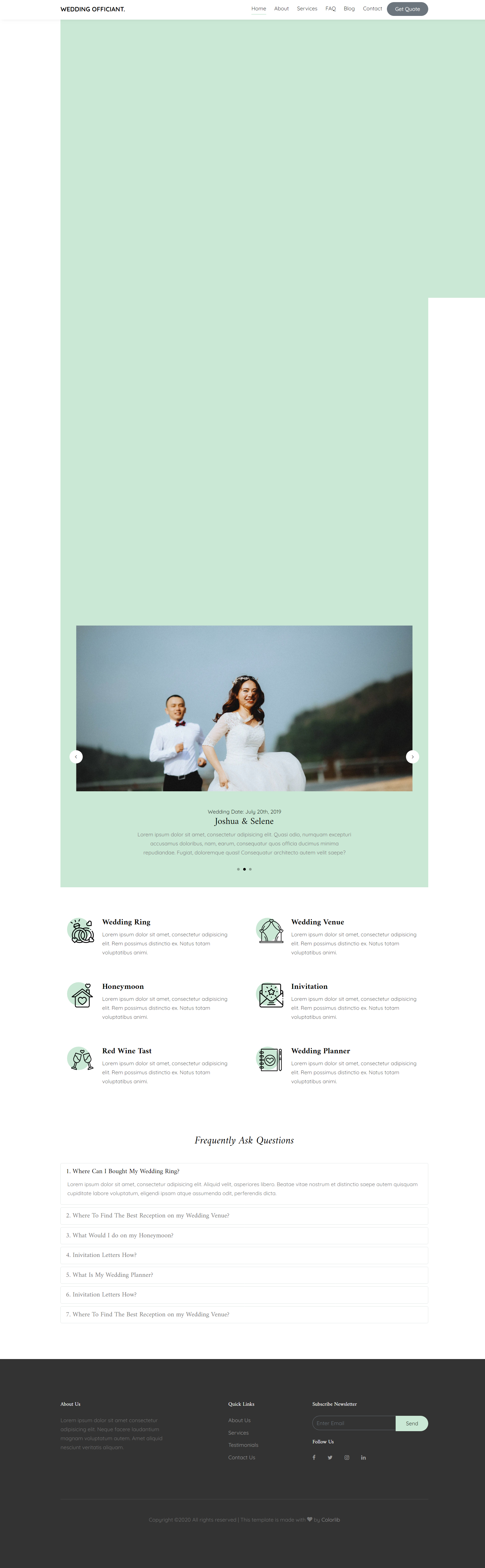 绿色大气风格响应式婚礼策划咨询网页模板