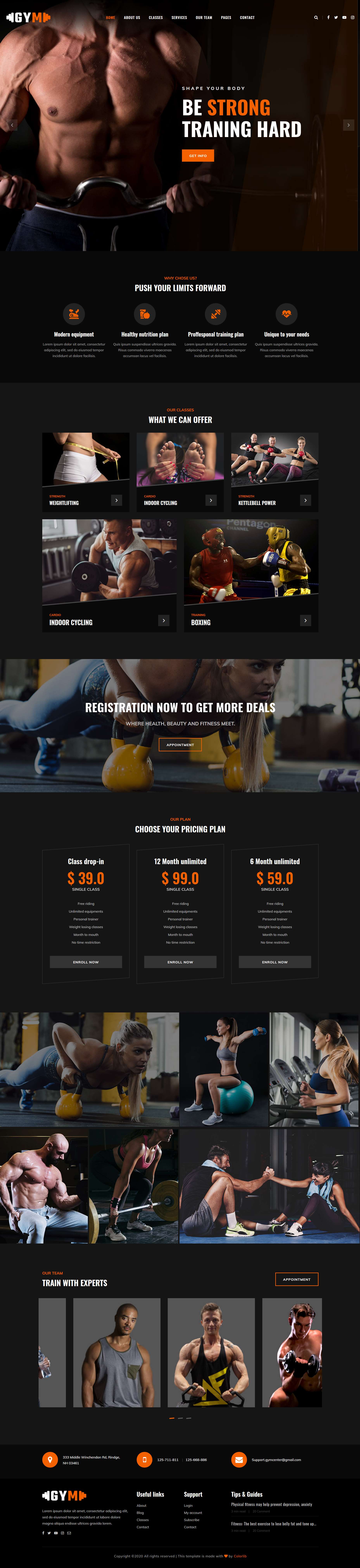 HTML5橙色宽屏样式健身项目网页模板代码下载