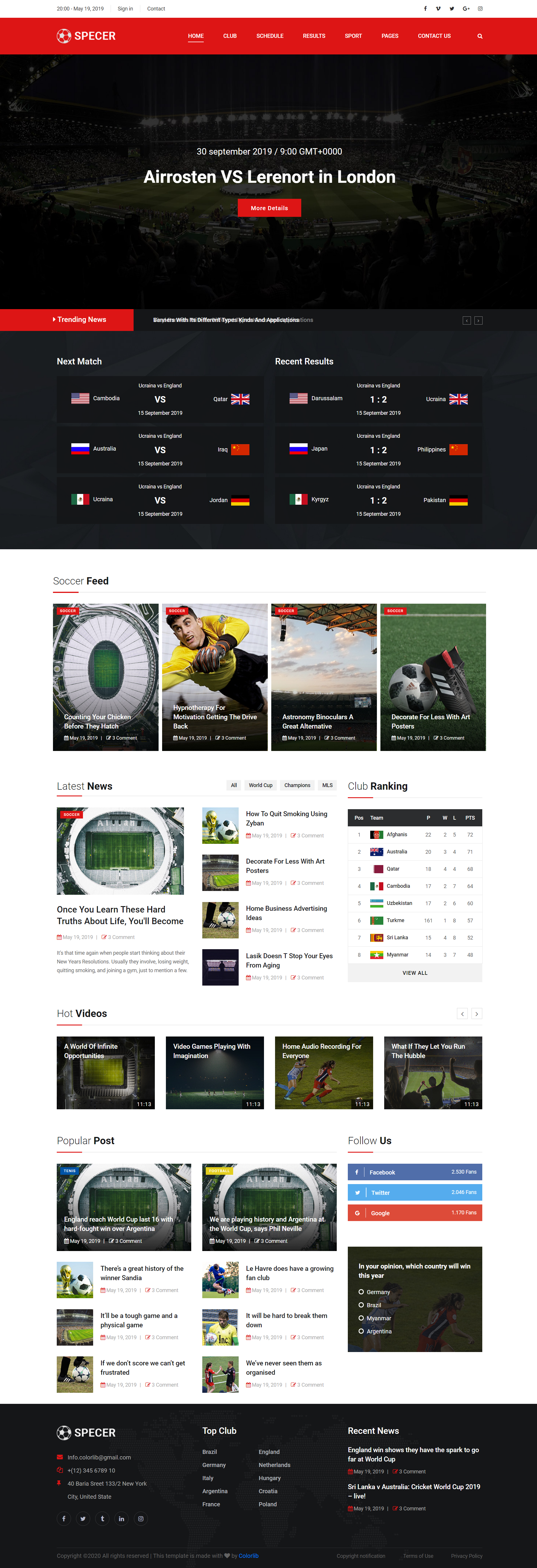 红色简洁形式pc+wap足球联赛网页模板代码