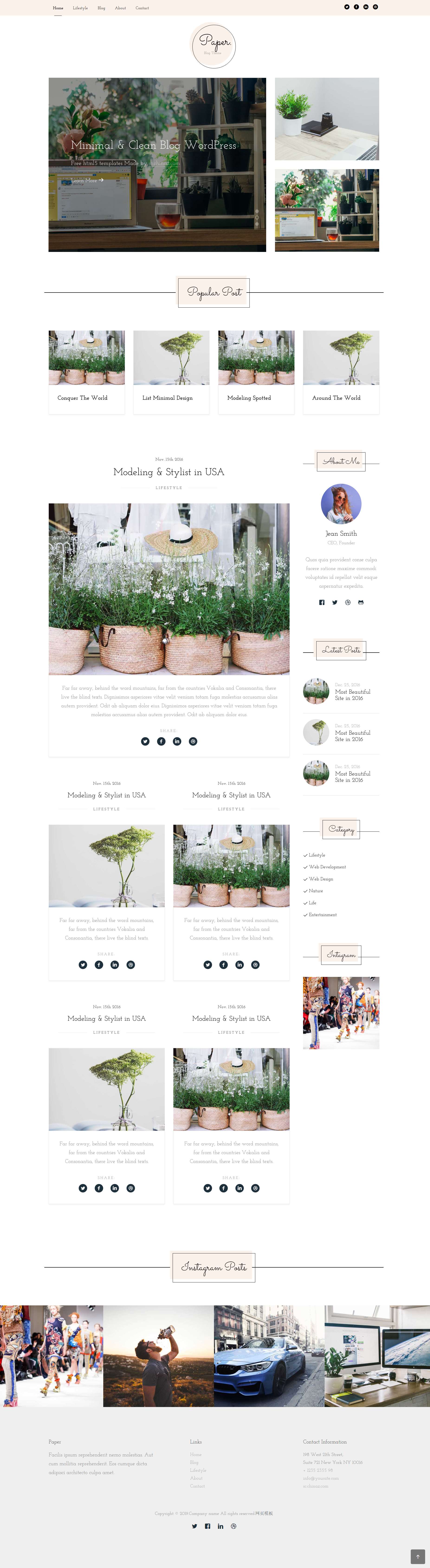 白色大气风格响应式花草植物种植网页模板
