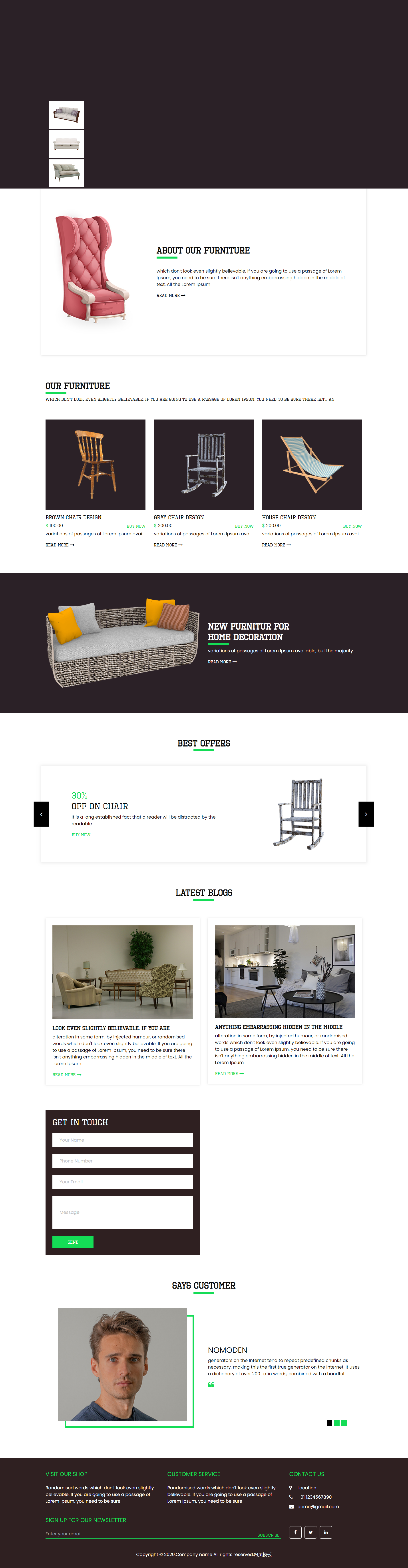 HTML绿色欧美形式欧美家具网页模板代码