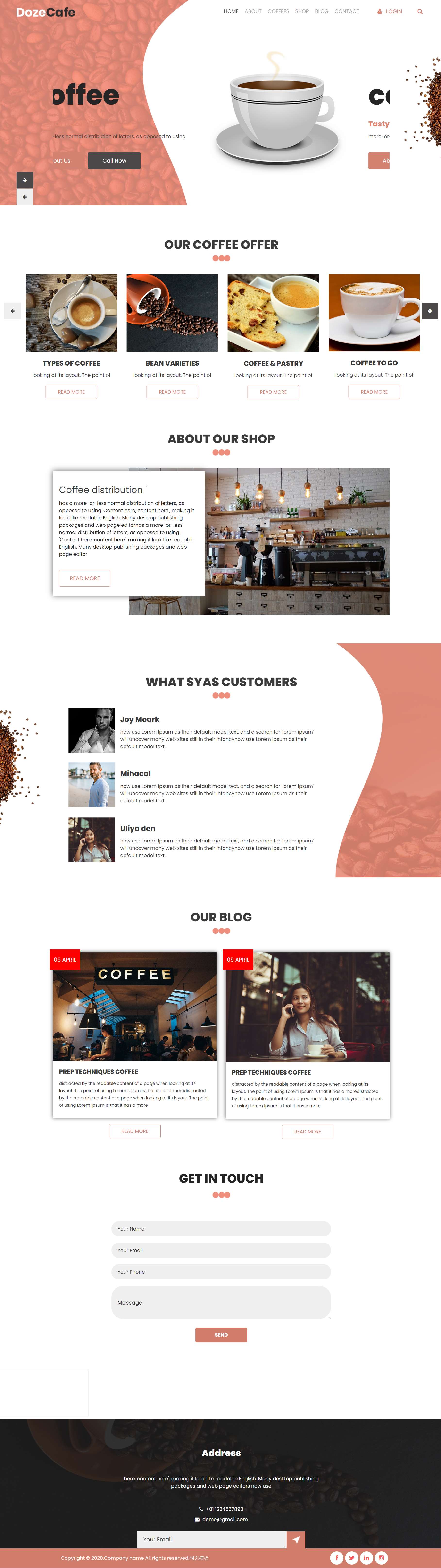 黑色简洁风格响应式饮料咖啡厅网页模板