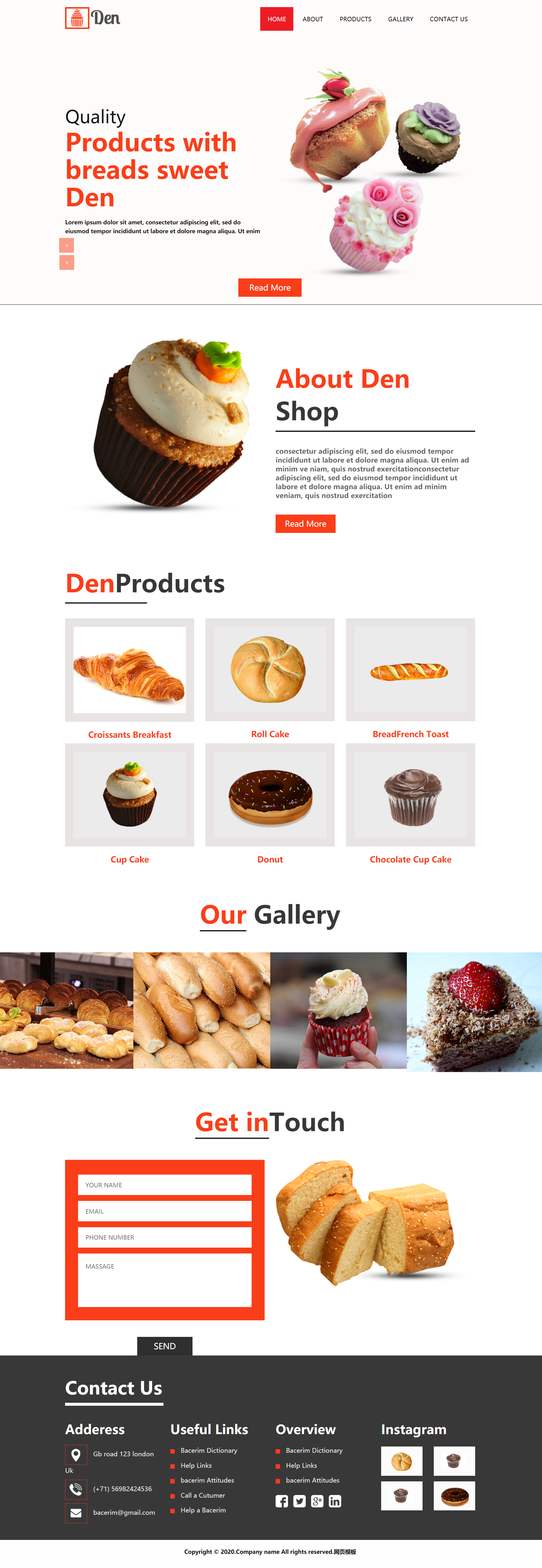 HTML红色欧美形式奶油蛋糕甜品网页模板代码