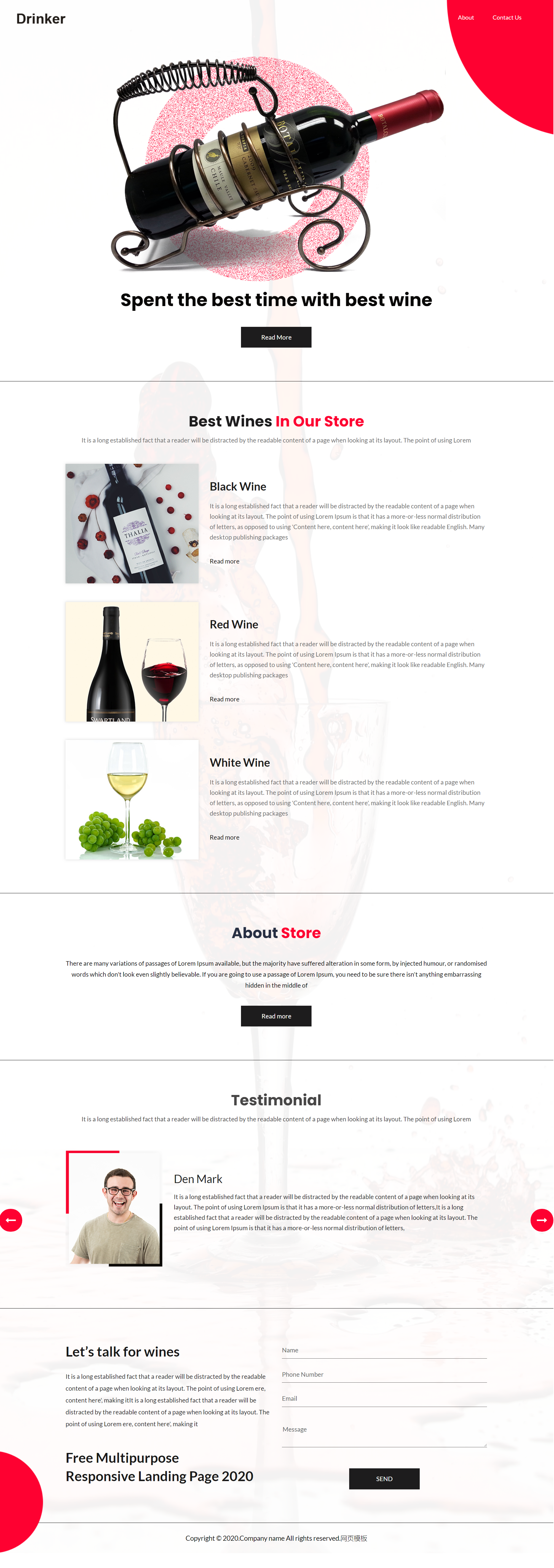 HTML红色欧美形式葡萄酒种类网页模板代码