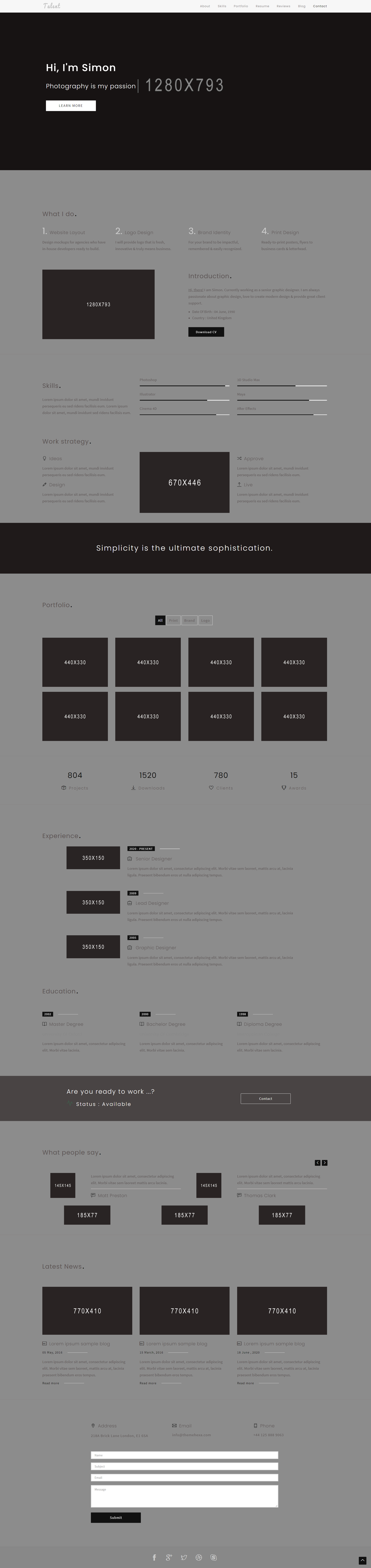 黑色简洁形式pc+wap前端设计师网页模板代码