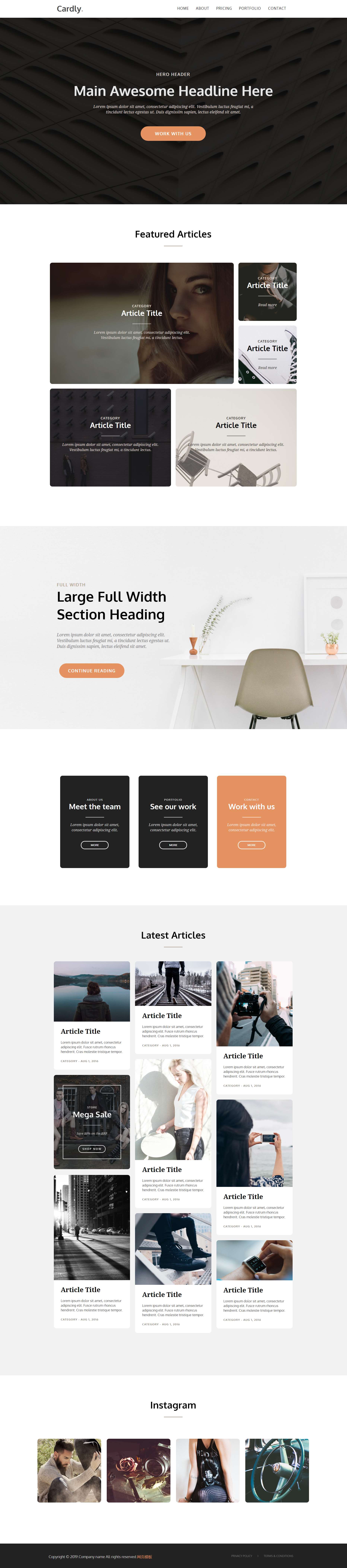 黑色简洁风格响应式创意设计博客网站模板