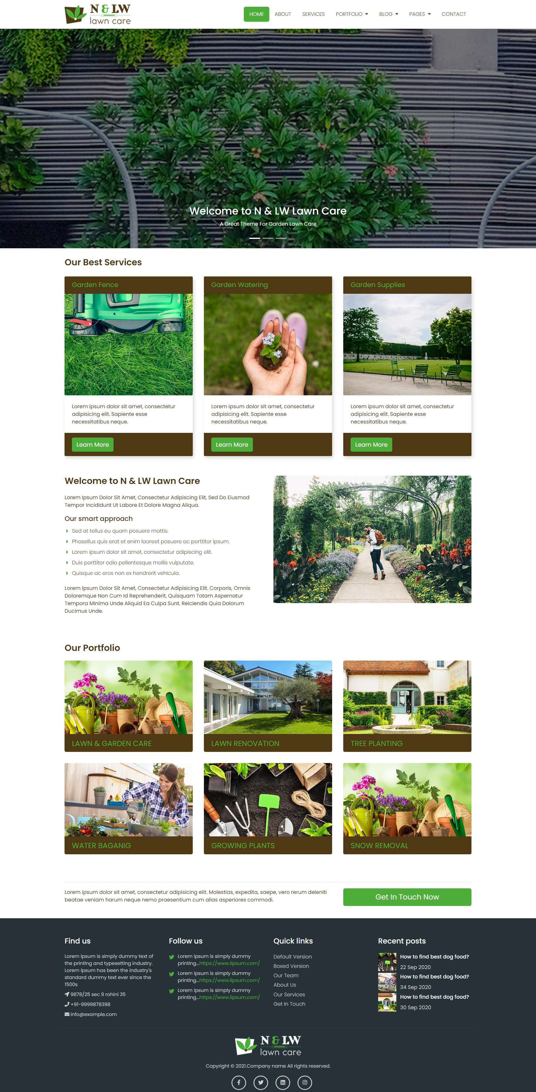 绿色大气风格响应式草坪护理企业网站模板