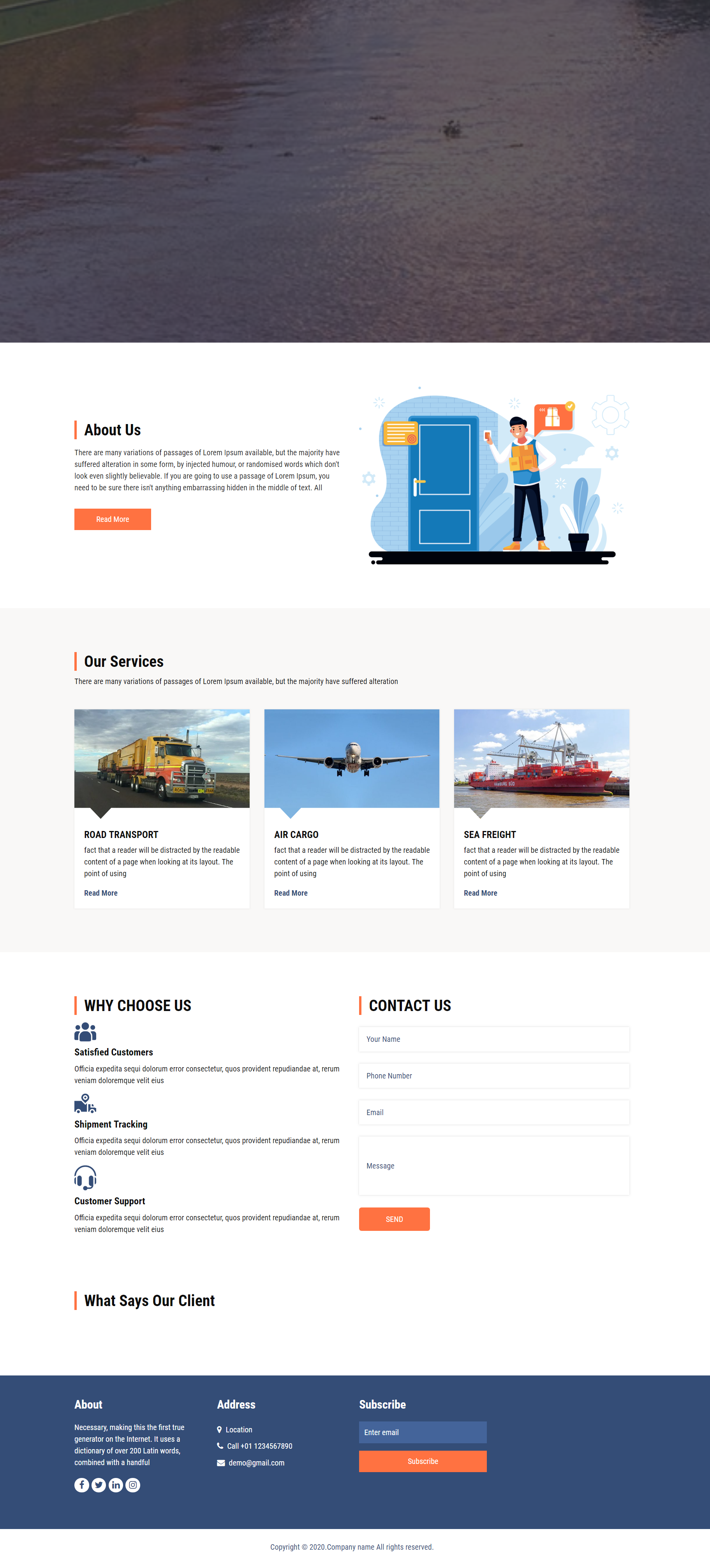 HTML橙色欧美形式国际物流货运企业网站模板代码