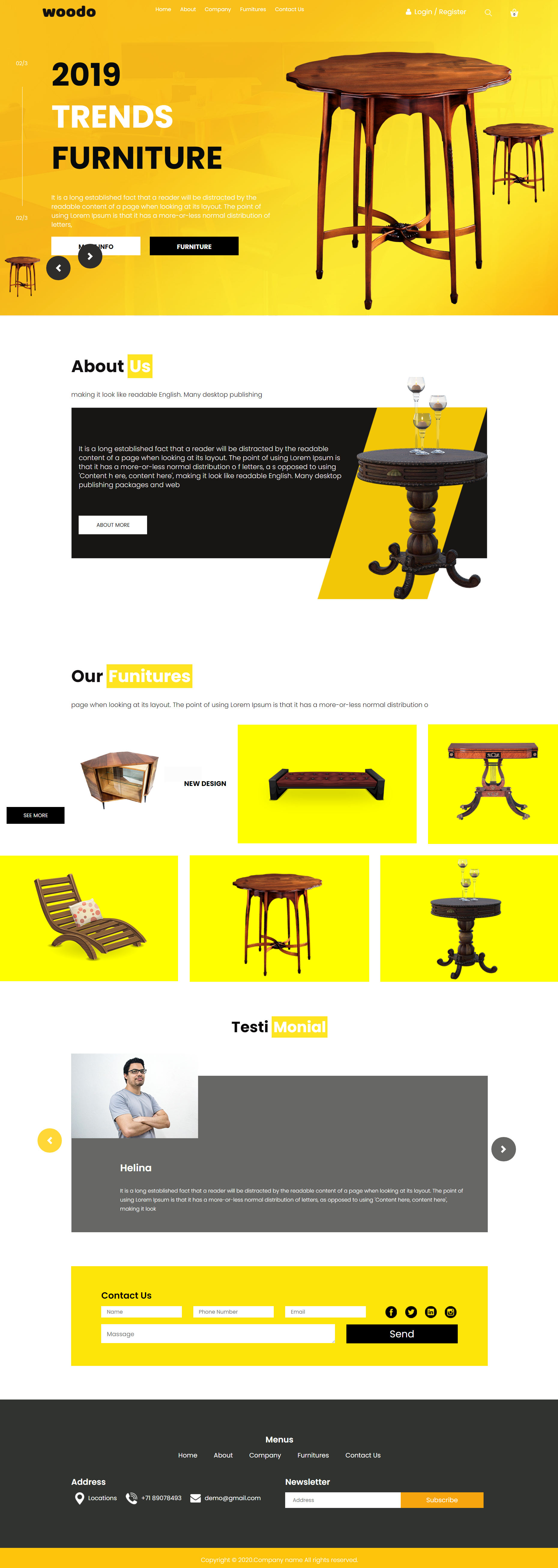 HTML黄色精美形式实木家具建材企业网站模板代码