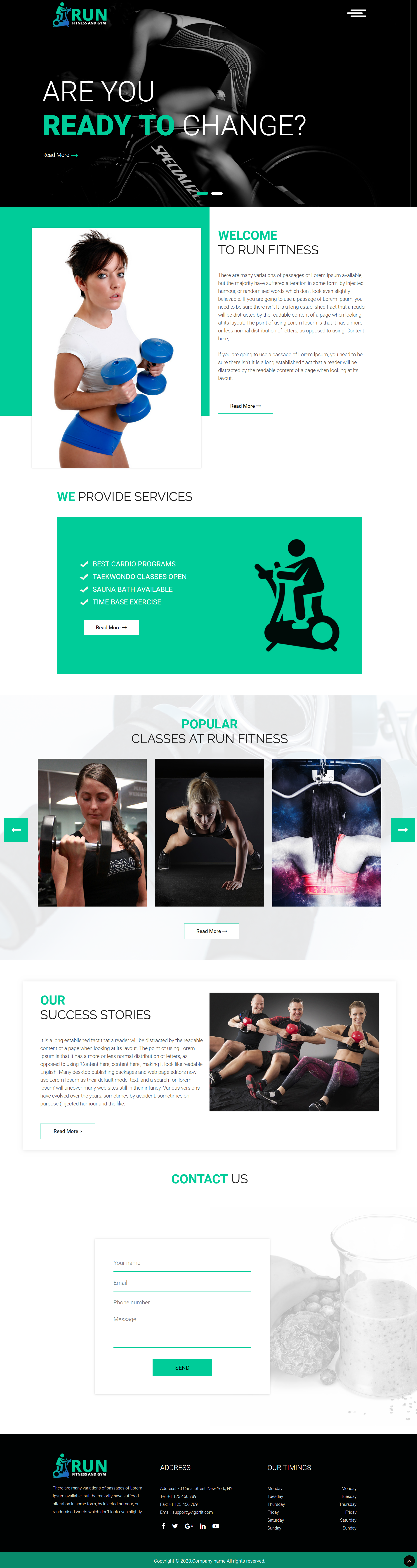 绿色简洁风格响应式健身运动课程企业网站模板