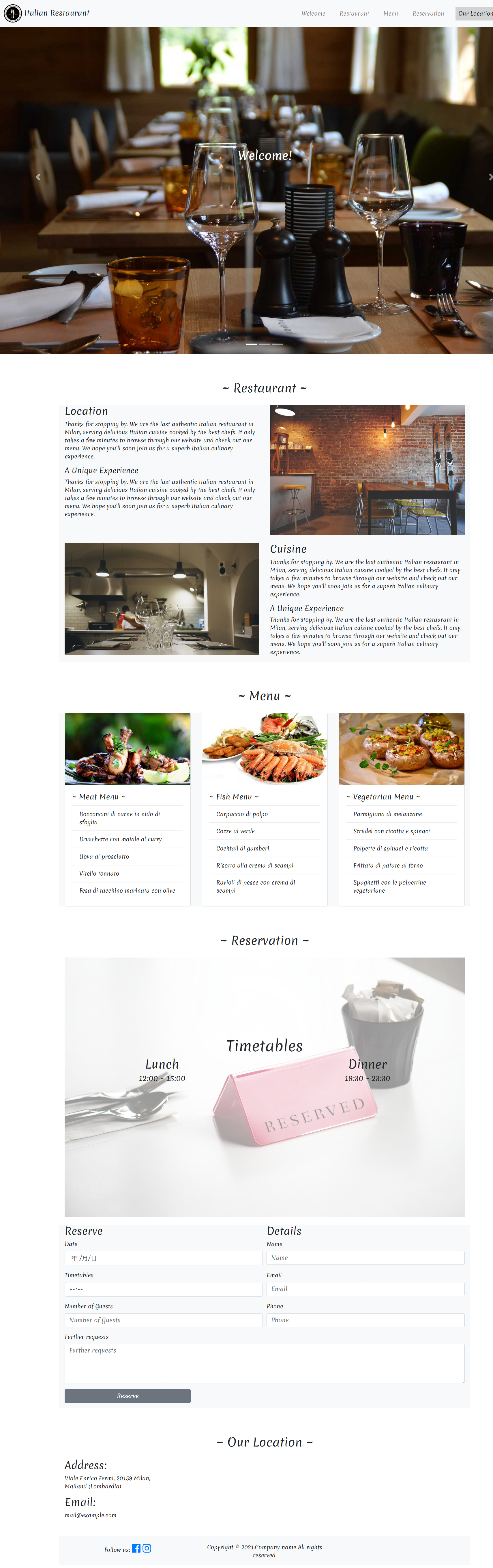 bootstrap黑色精美样式高端餐饮企业网站模板代码下载