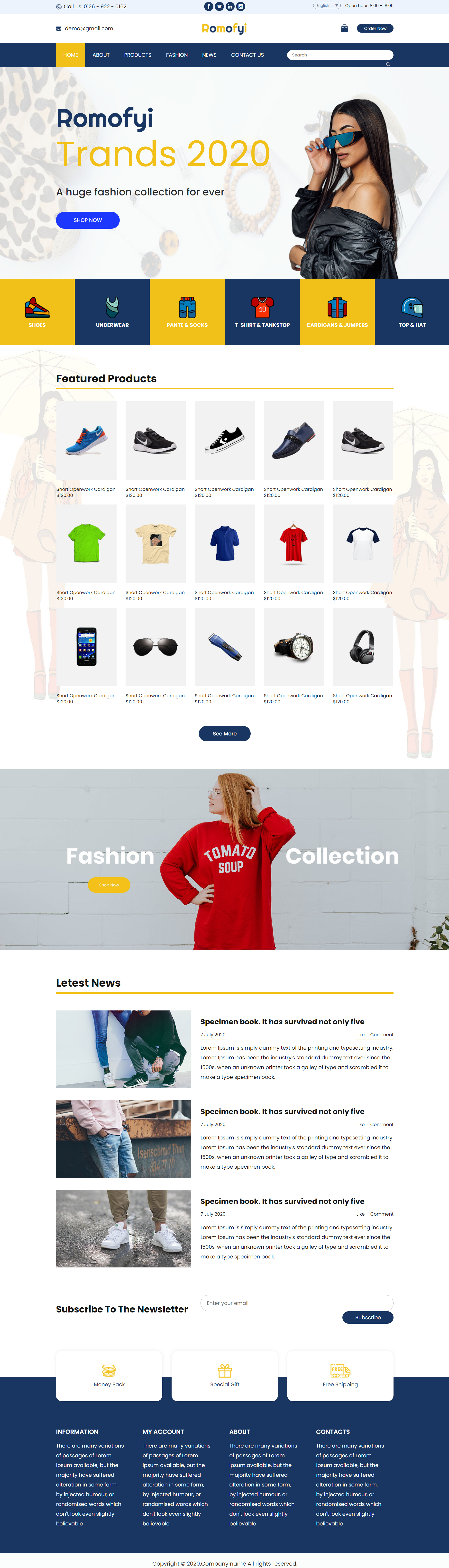 HTML黄色实用形式时尚服饰企业网站模板代码