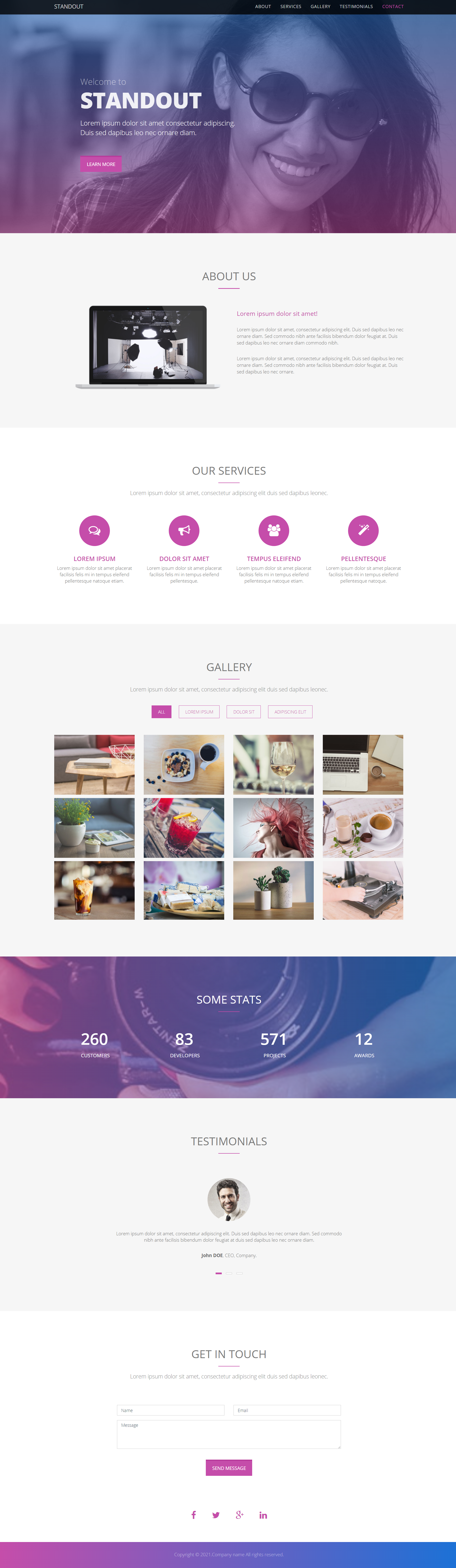 HTML5紫色大气样式专业摄影企业网站模板代码下载