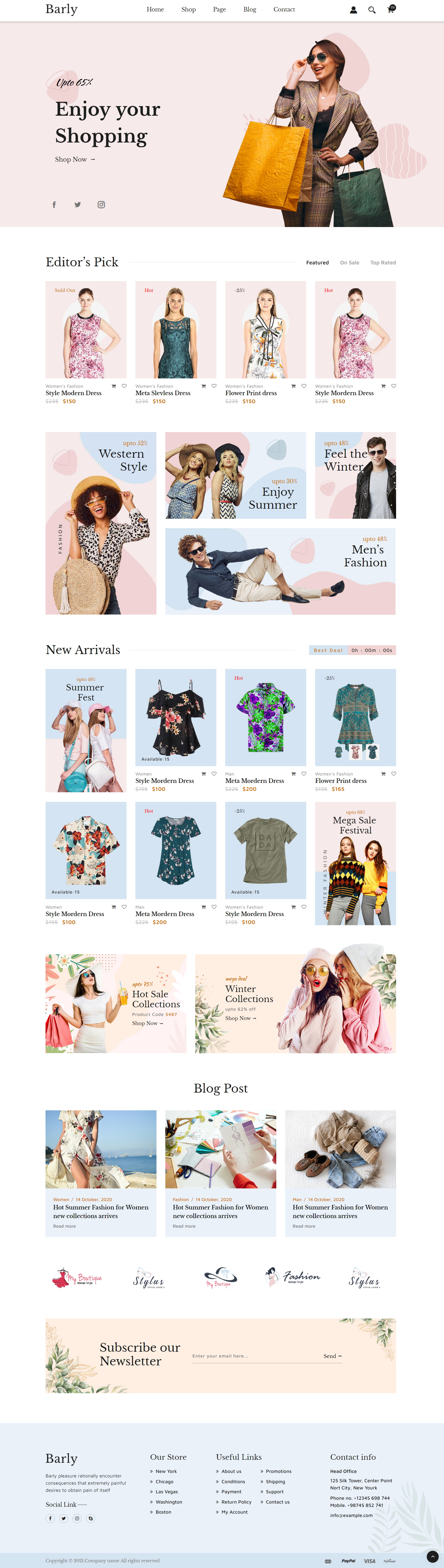 粉色大气风格响应式时尚女装销售企业网站模板
