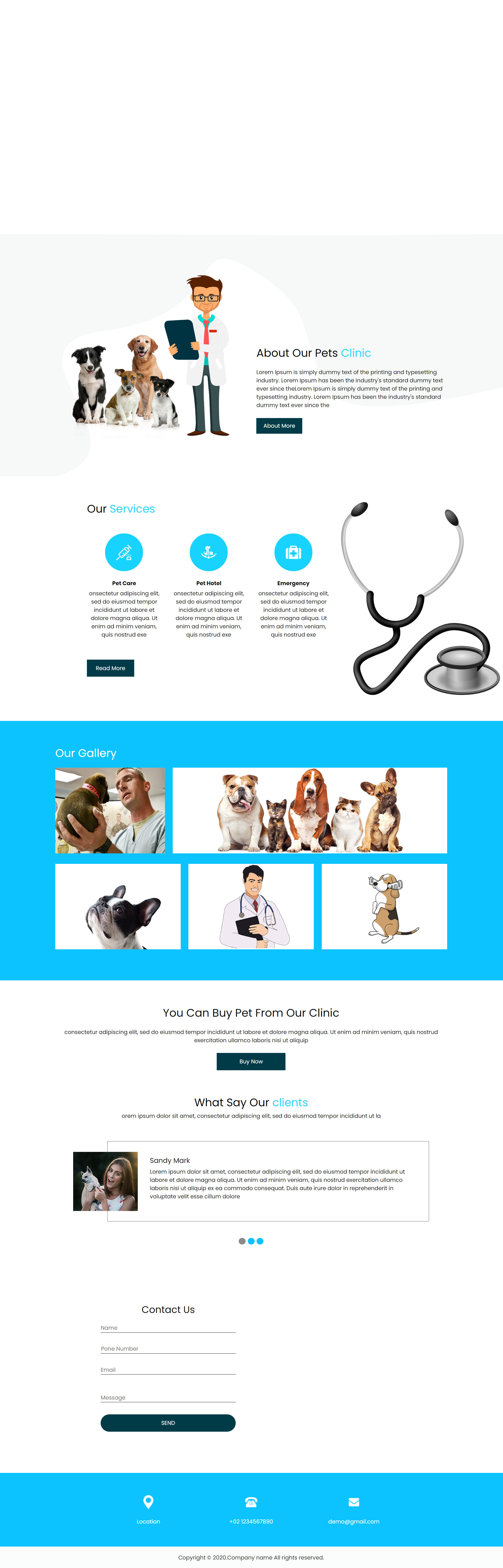 HTML蓝色实用形式宠物医院诊所企业网站模板代码