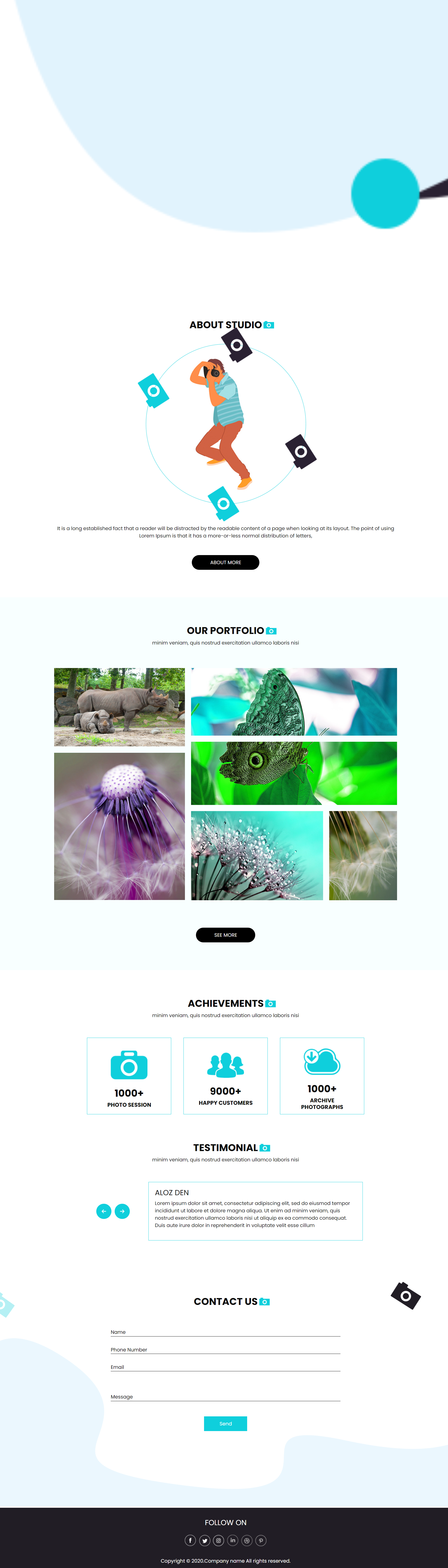 HTML蓝色卡通形式摄影工作室企业网站模板代码