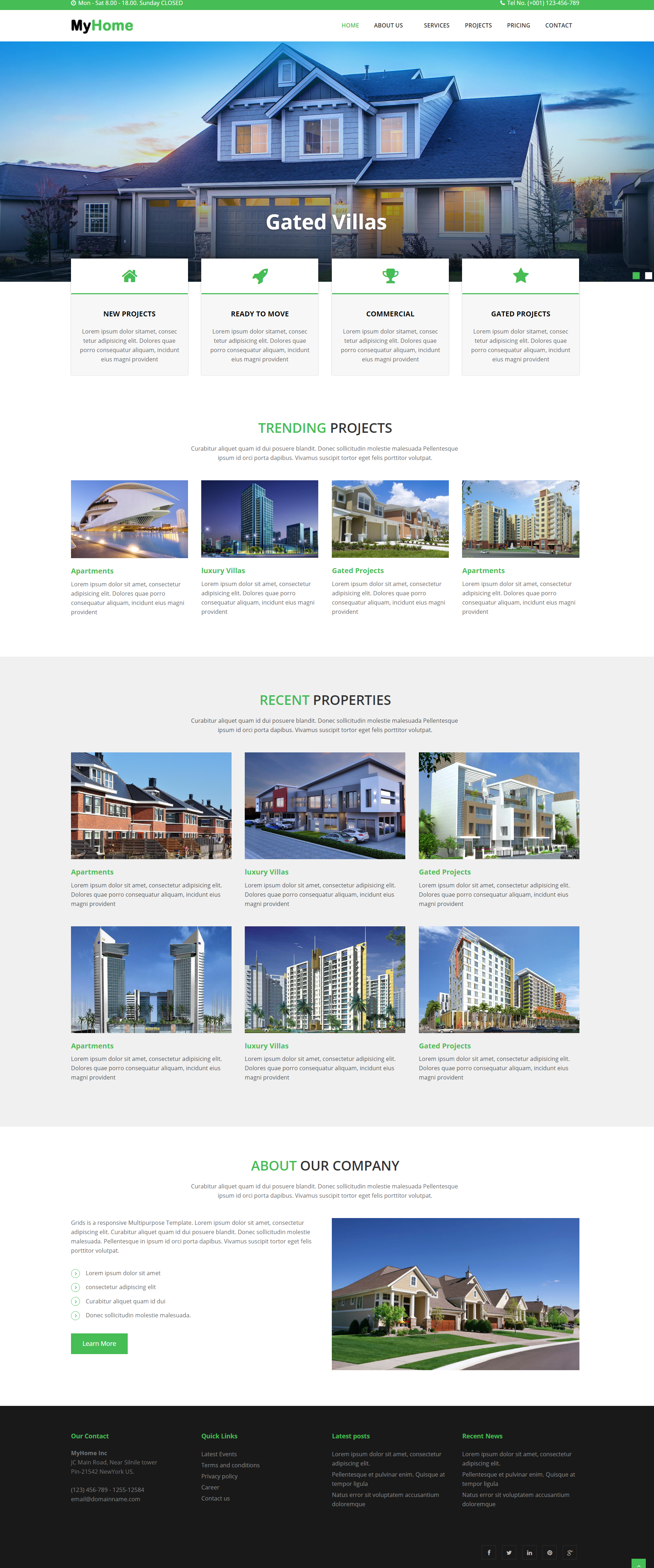 绿色简洁风格响应式房地产销售企业网站模板