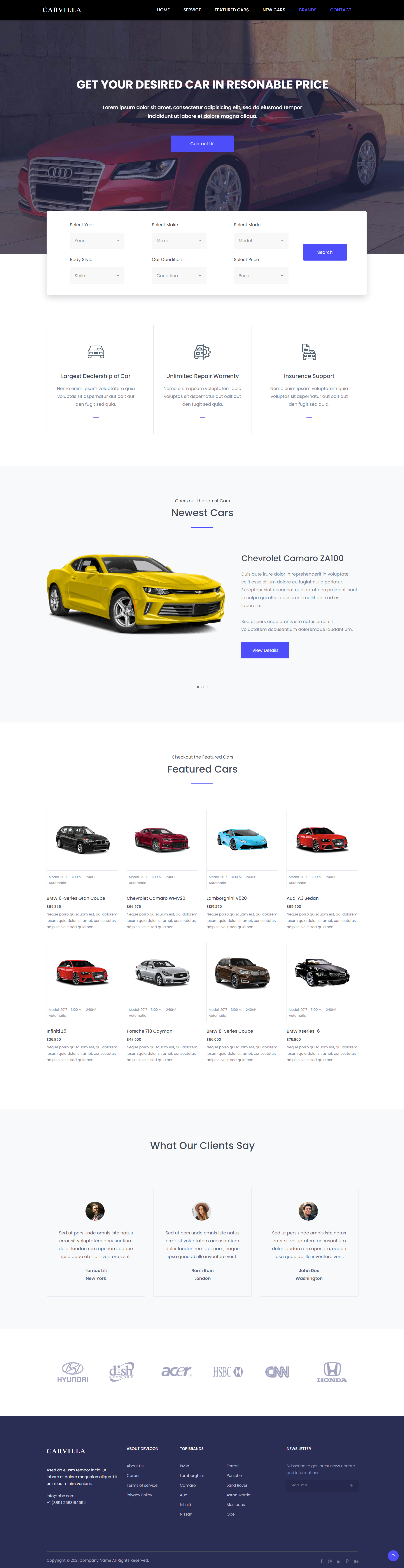 HTML蓝色实用形式经典图文汽车企业网站模板代码